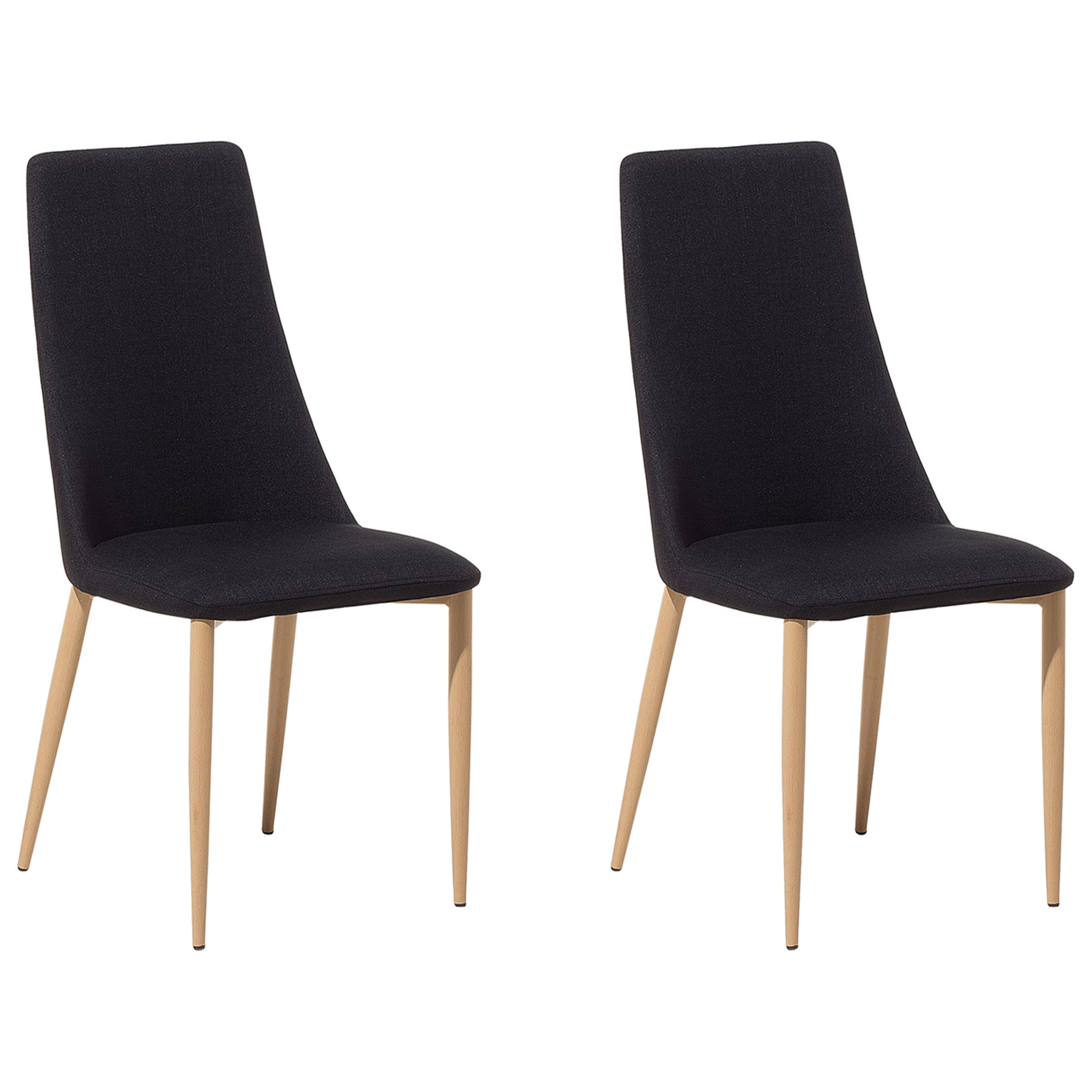 Beliani Set of 2 Dining Chairs Black Fabric Upholstered Seat High Back
