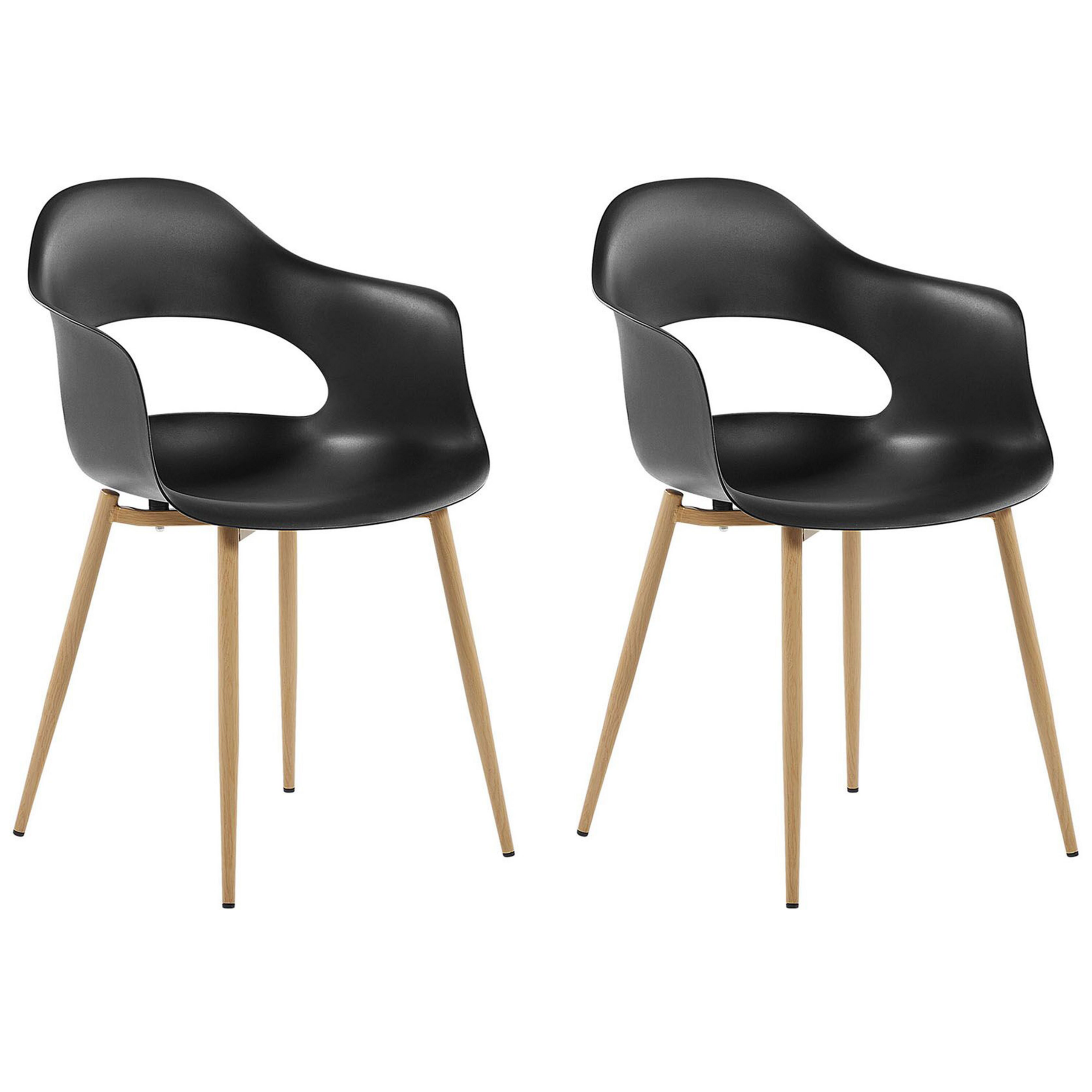 Beliani Set of 2 Dining Chairs Black Synthetic Material Sleek Legs Decorative