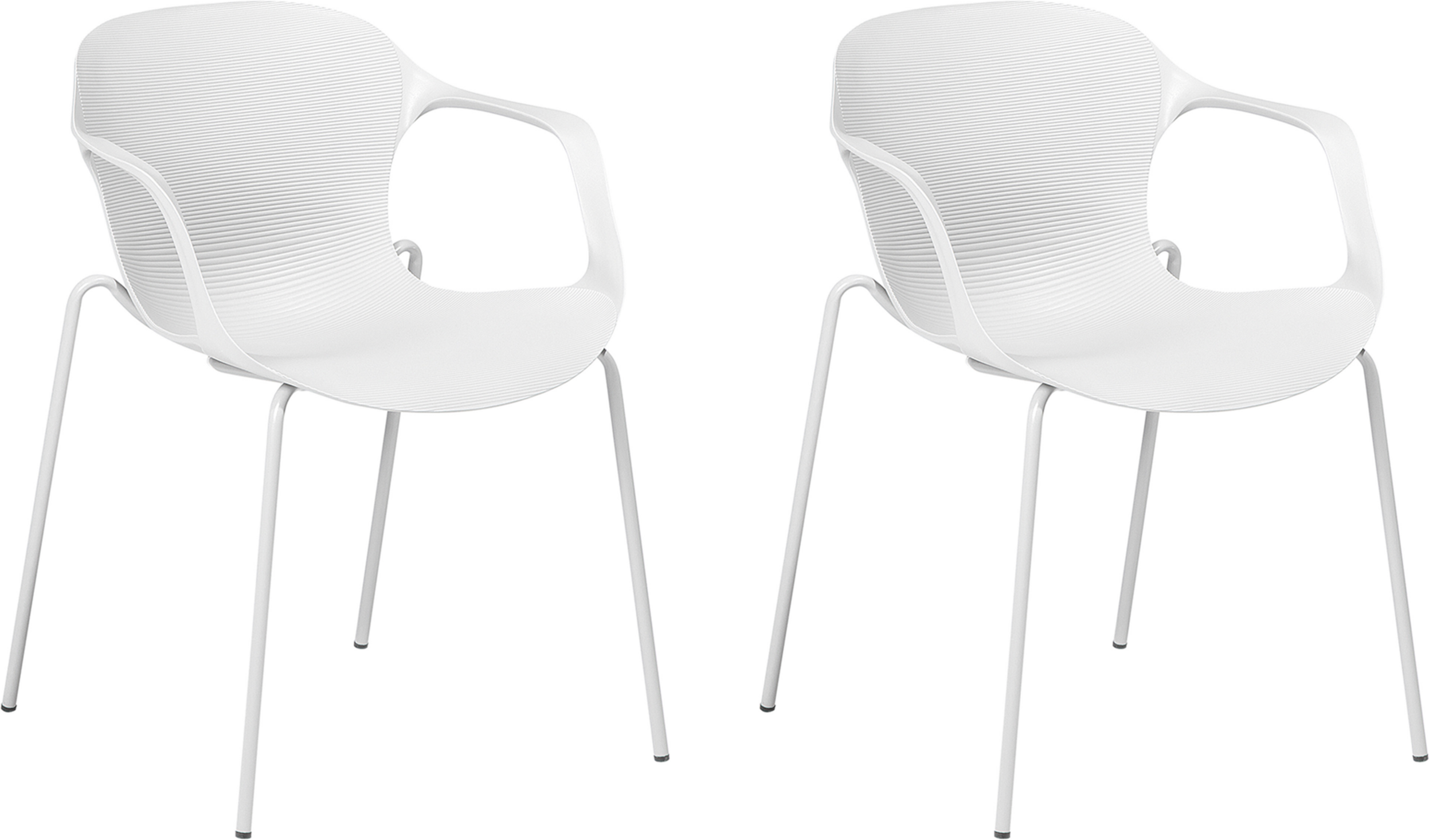 Beliani Set of 2 dining Chairs White Metal Legs Modern Industrial Style Kitchen Office