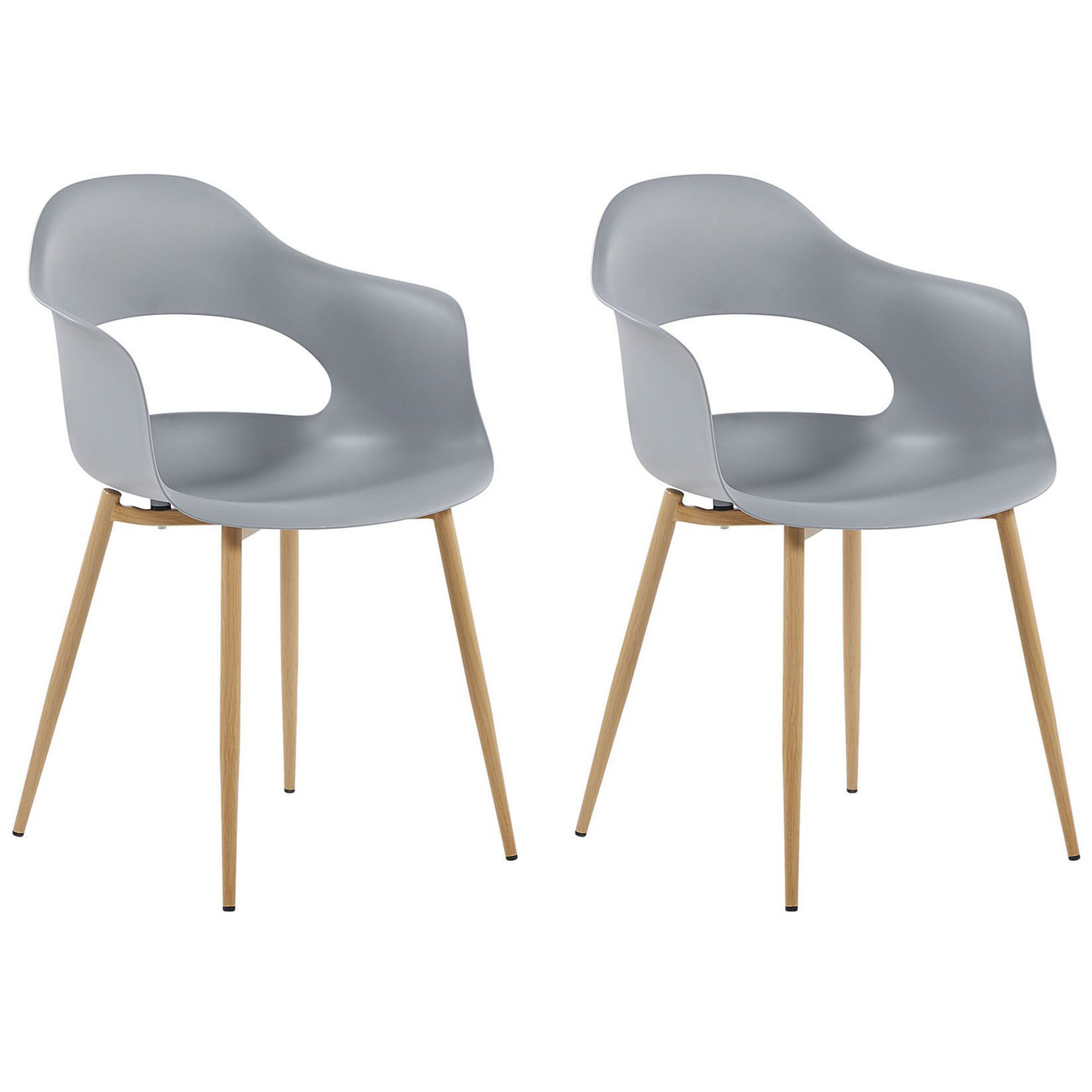 Beliani Set of 2 Dining Chairs Grey Synthetic Material Sleek Legs Decorative