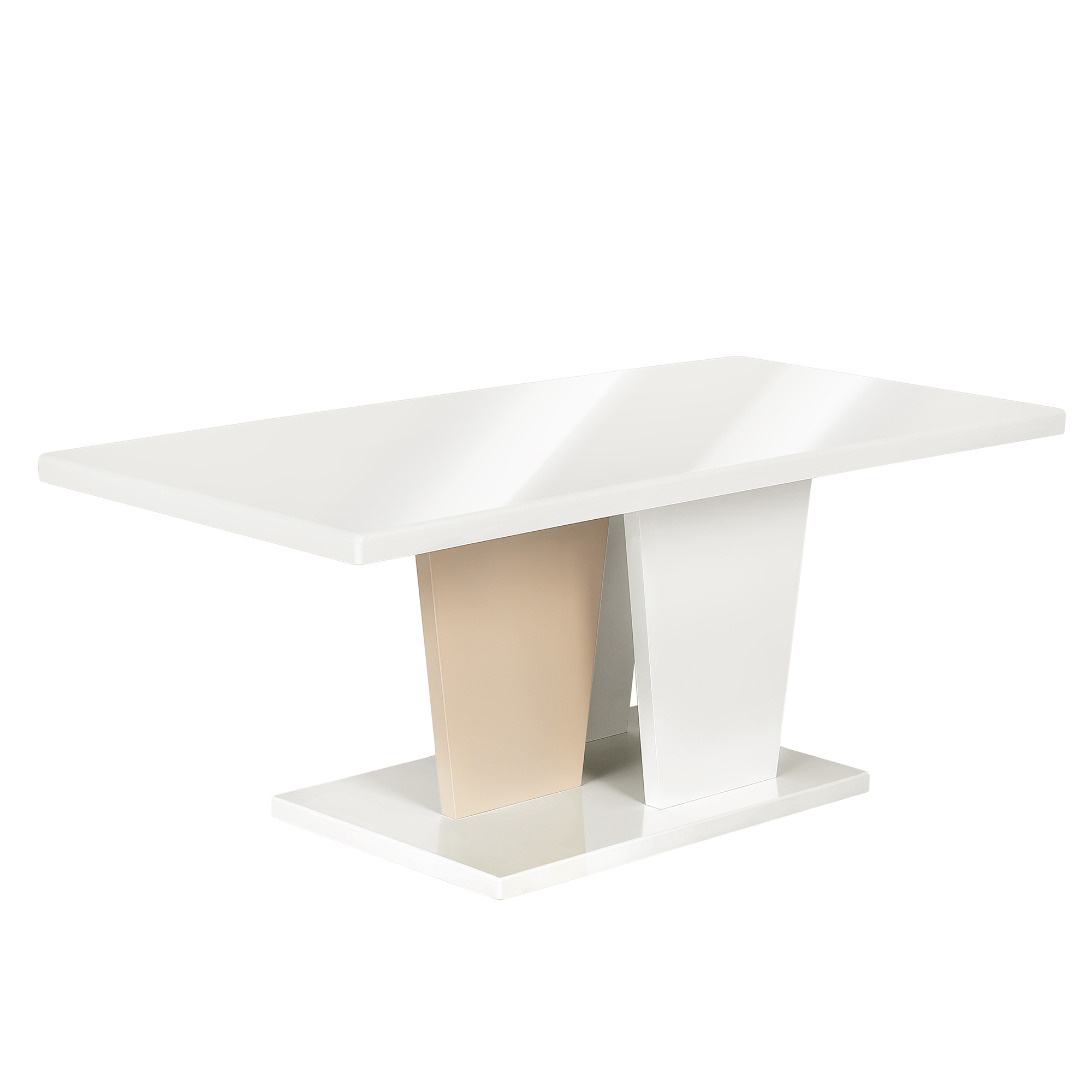 Beliani Coffee Table White 110 x 55 cm Rectangular Glossy Top Modern