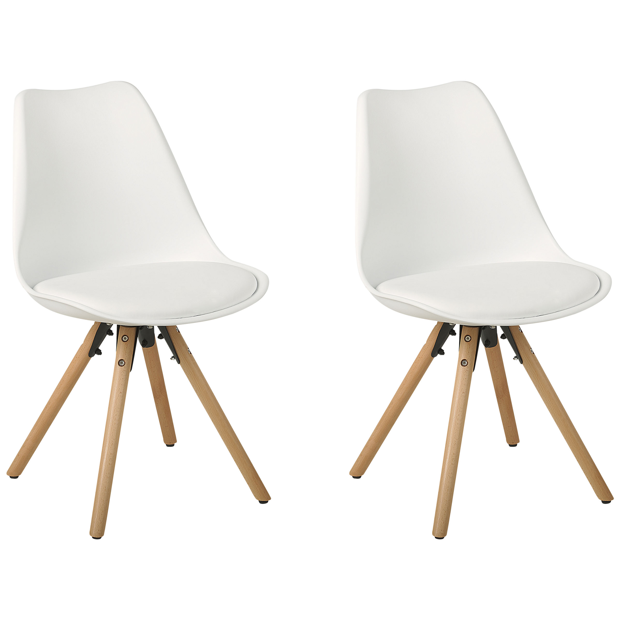 Beliani Set of 2 Dining Chairs White Faux Leather Seat Sleek Wooden Legs