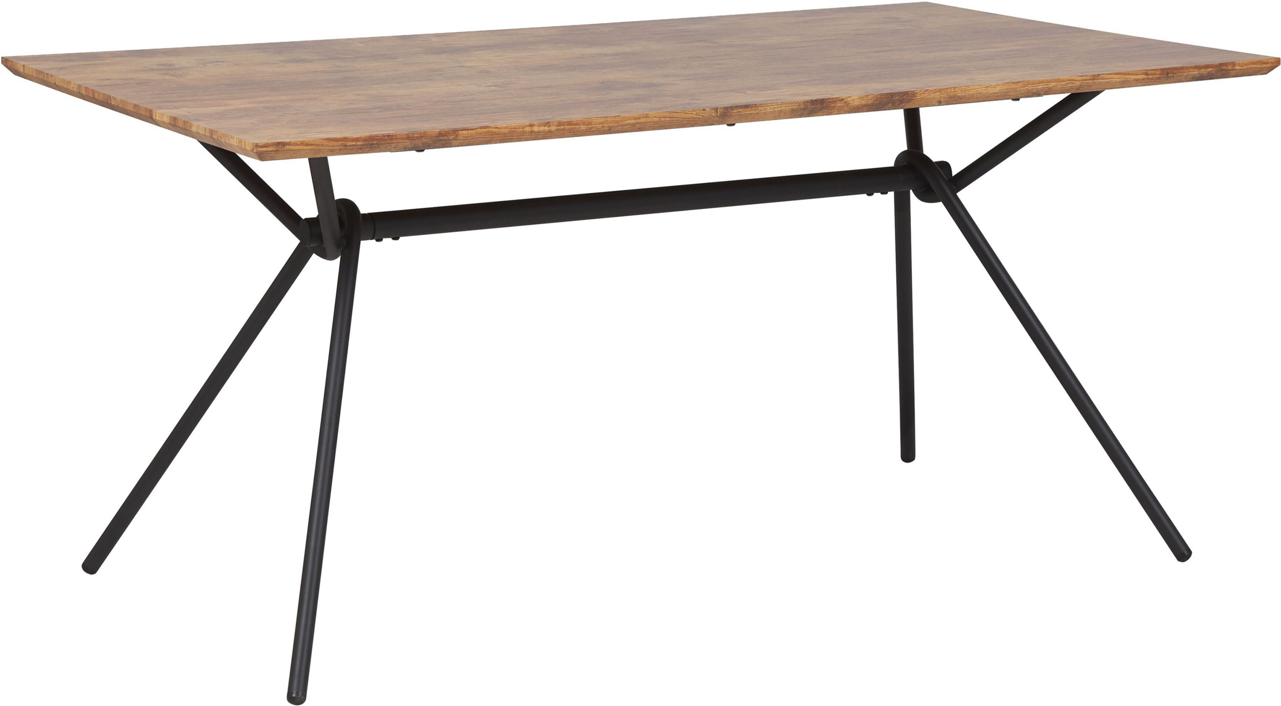 Beliani Dining Table Dark Wood Top Black Metal Legs 160 x 90 cm 6 Seater Rectangular Industrial