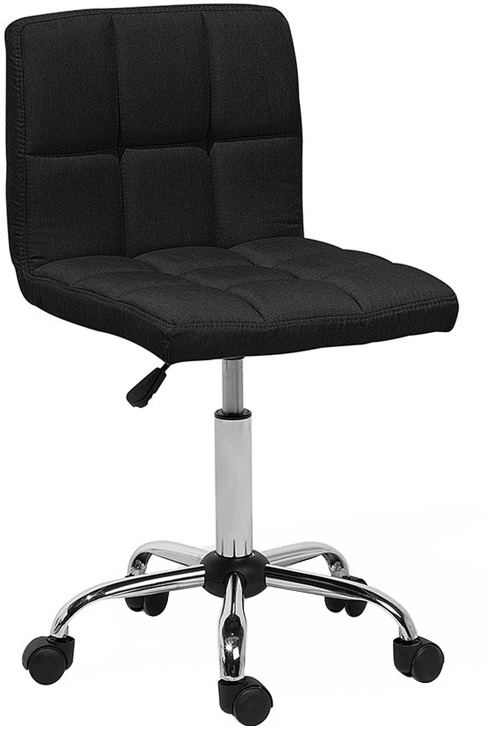 Beliani Desk Chair Black Swivel Adjustable Height Metal Leg