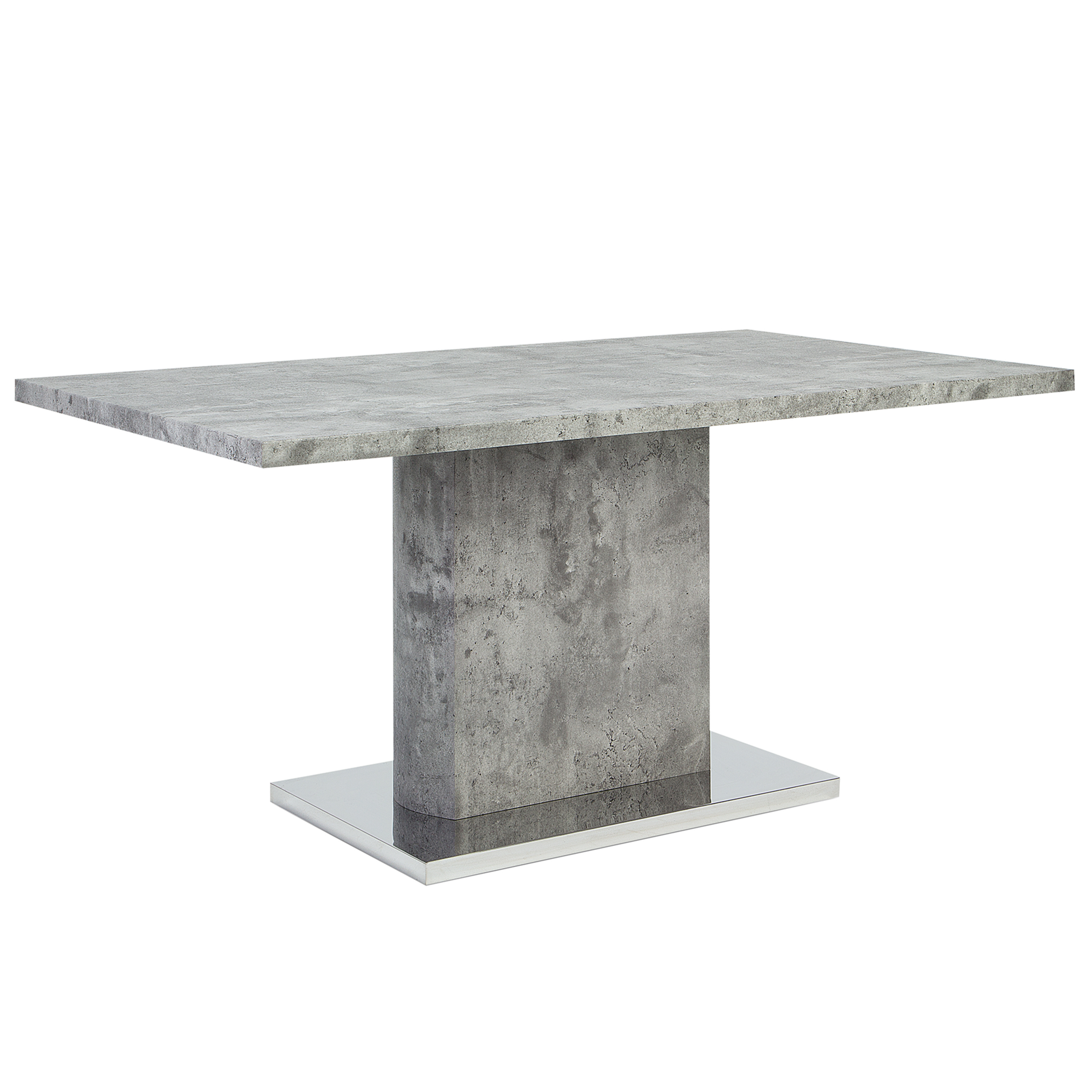 Beliani Dining Table Concrete Effect MDF 77 x 160 x 90 cm Metal Pedestal Base