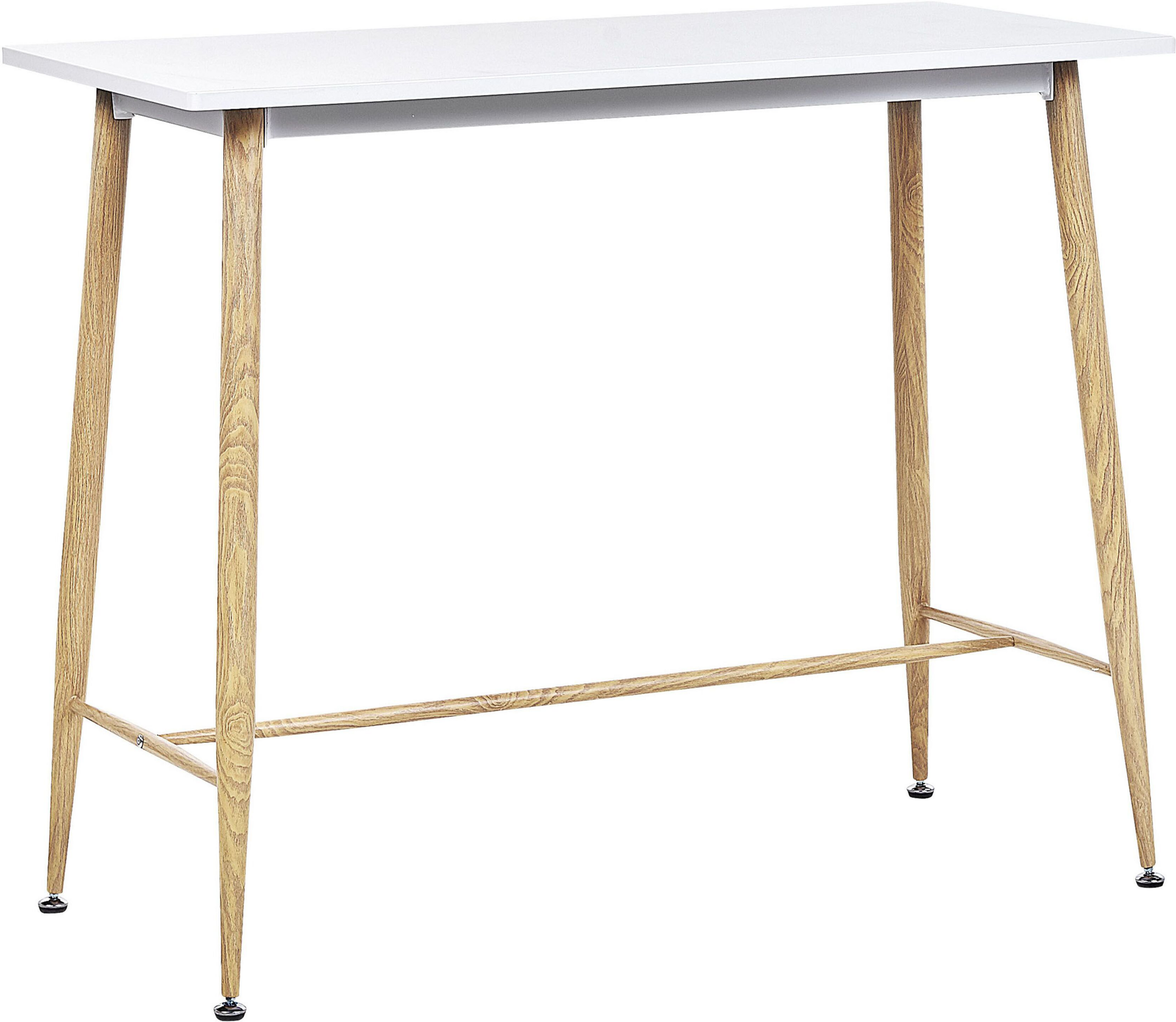 Beliani Dining Table White MDF Tabletop 90 x 50 cm Metal Wood Finish Metal Legs Minimalistic