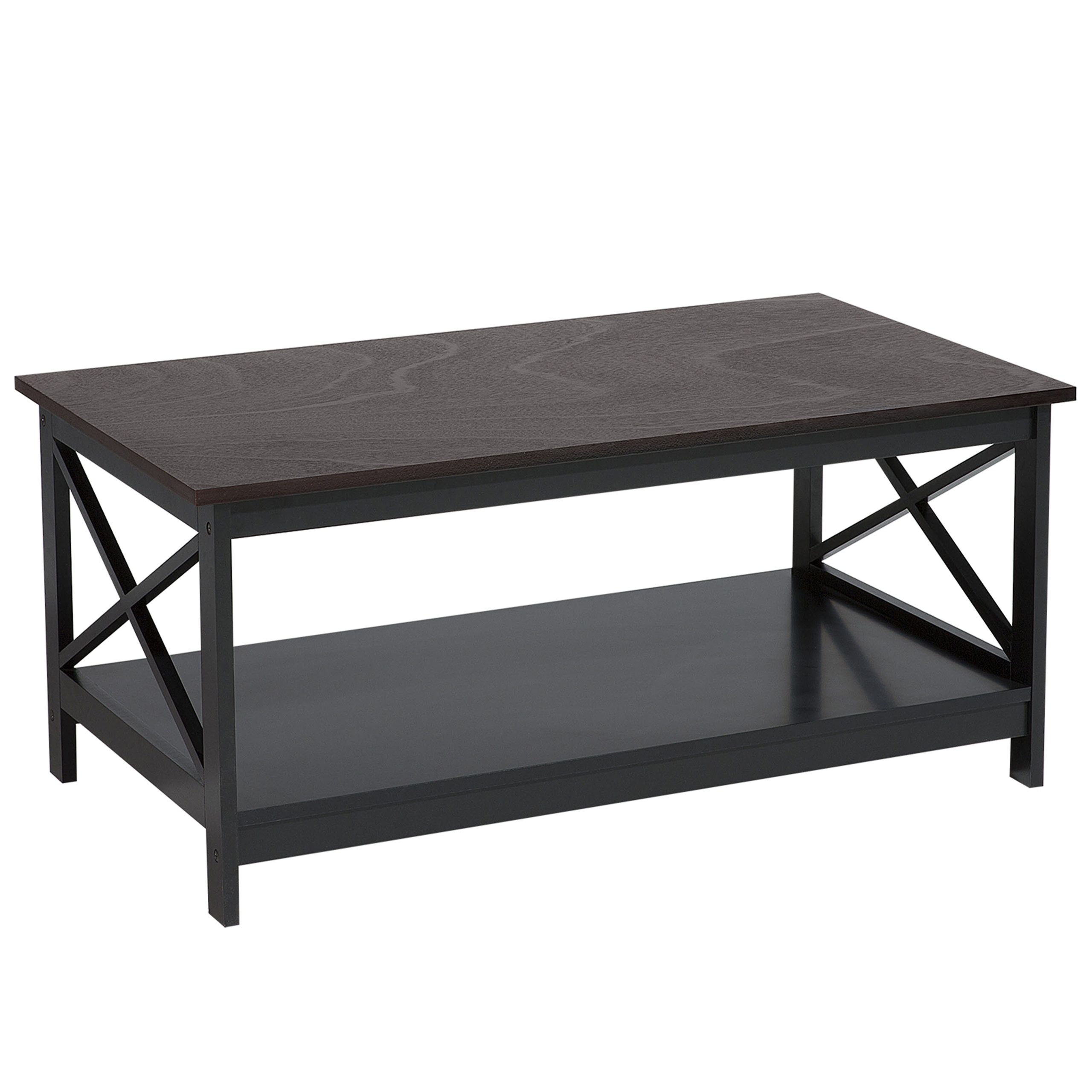 Beliani Coffee Table Black 100 x 55 cm 2 Tier Rectangular Tabletop Modern Style