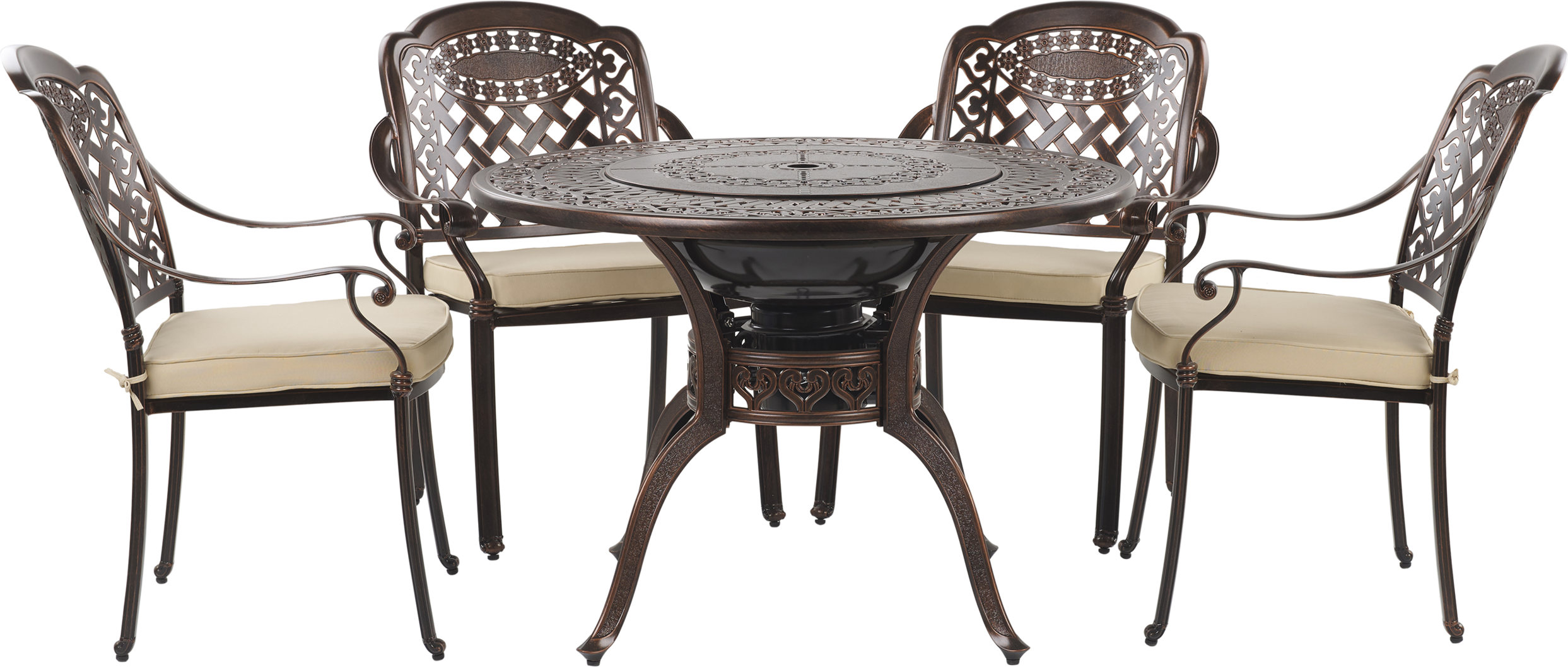 Beliani Outdoor BBQ Dining Set Brown Aluminium 1 Grill Table 4 Chairs Garden Vintage