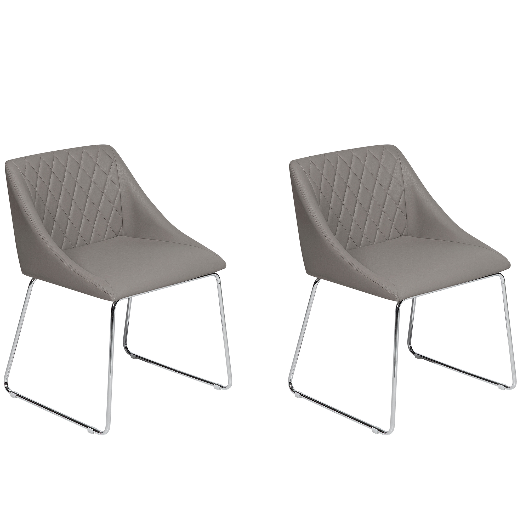 Beliani Set of 2 Dining Chairs Grey Fabric Chromed Metal Legs Modern