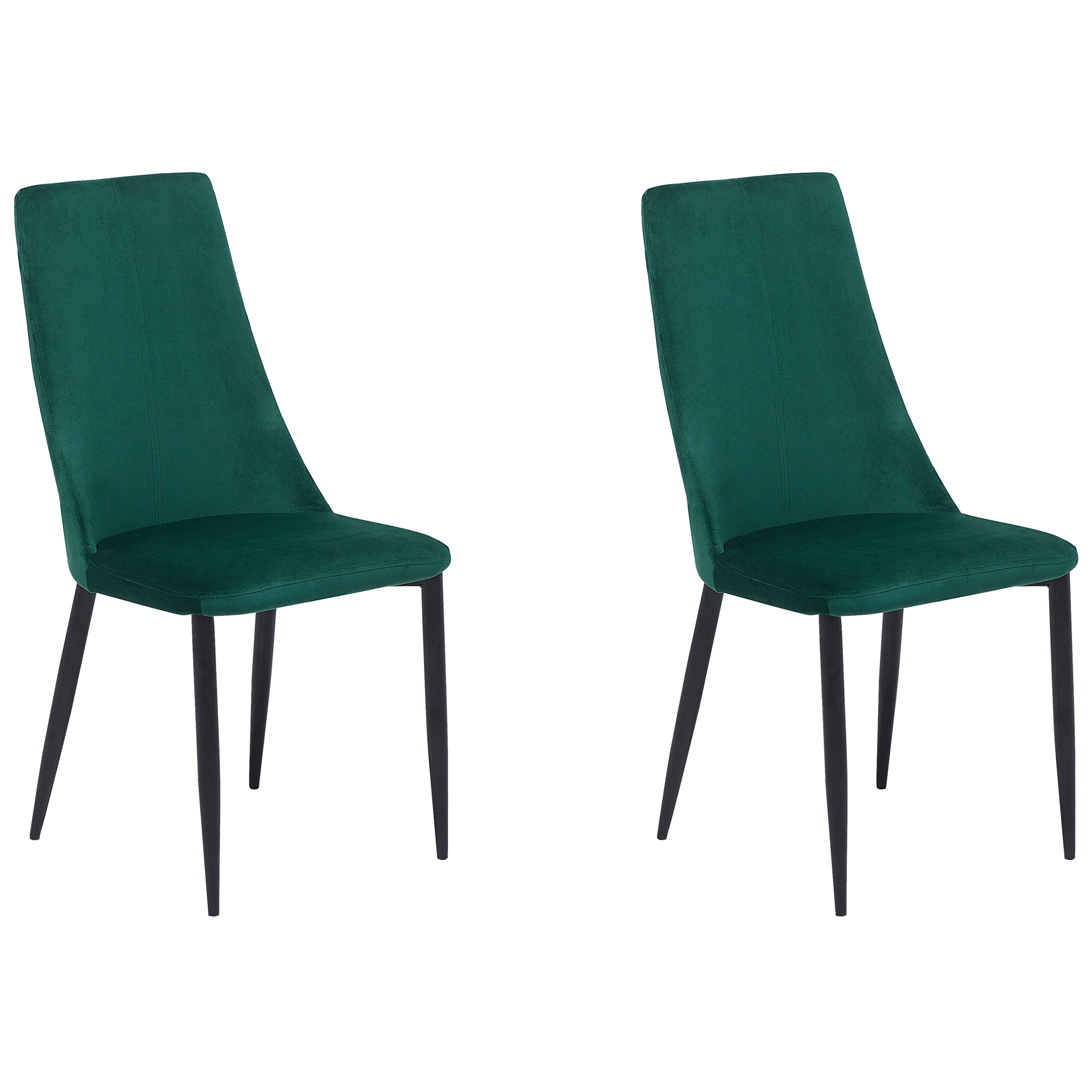 Beliani Set of 2 Dining Chairs Green Velvet Upholstered Seat High Back