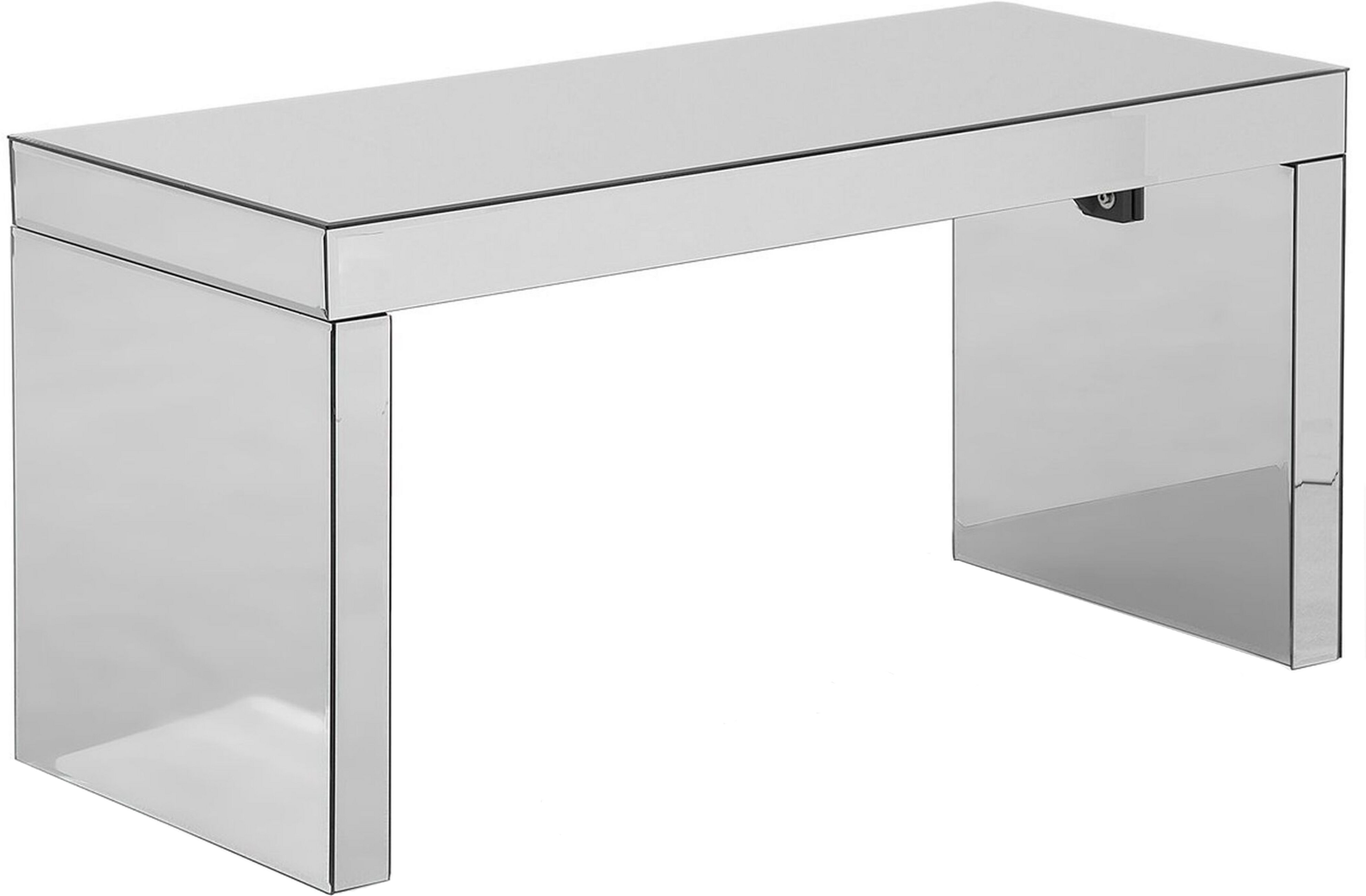 Beliani Coffee Table Silver Glass Mirrored 90 x 40 cm Rectangular Modern Glam Design