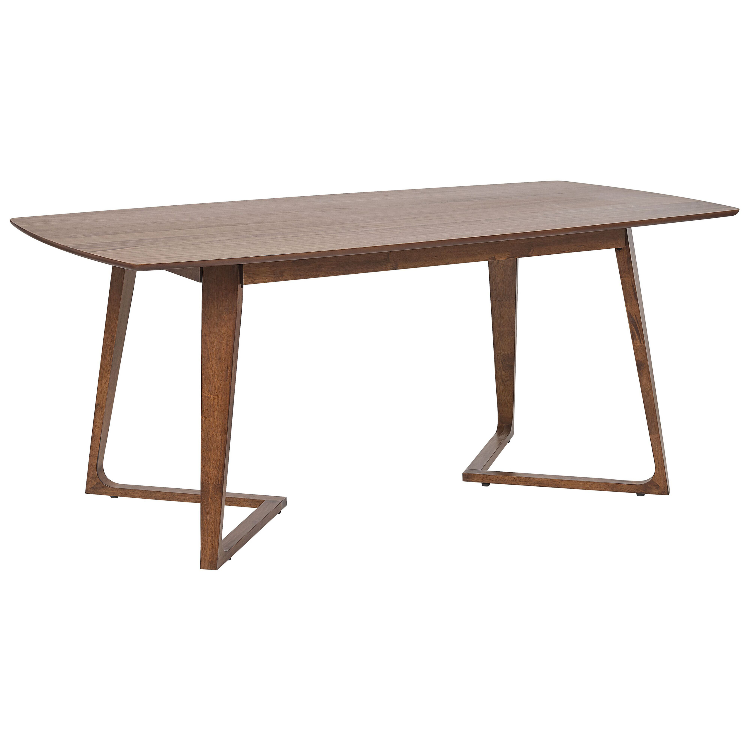 Beliani Dining Table Dark Wood Walnut Veneered MDF Rubberwood Stable Base Living Room