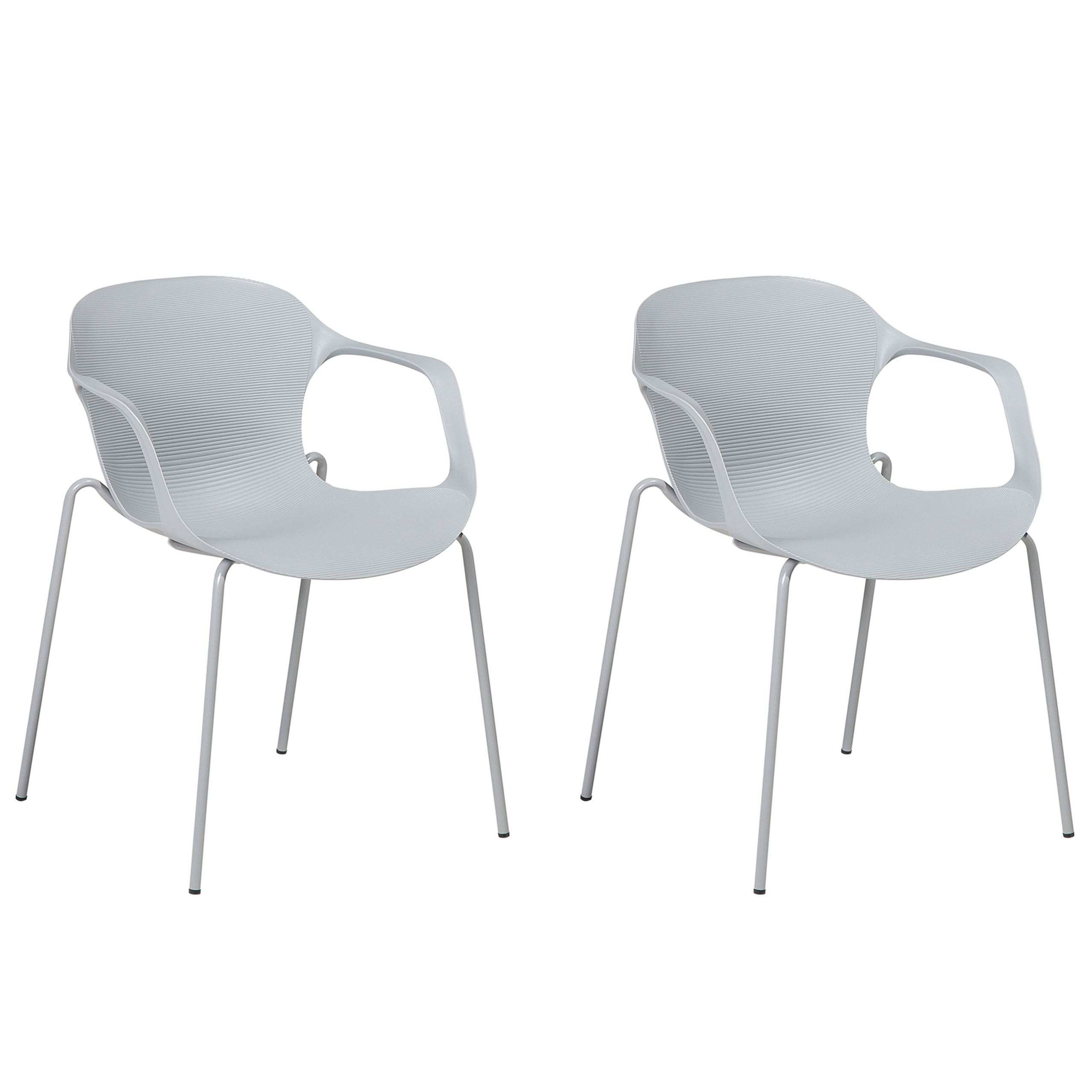 Beliani Set of 2 dining Chairs Grey Metal Legs Modern Industrial Style Kitchen Office