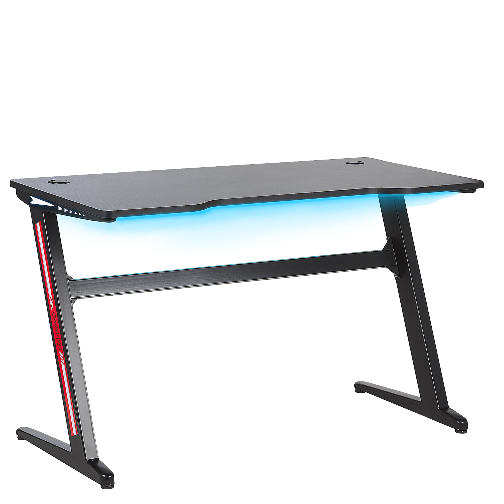 Beliani Gaming Desk Black MDF Metal Legs Rectangular 120 x 60 cm with RGB Lights Modern Design Home Office Furniture