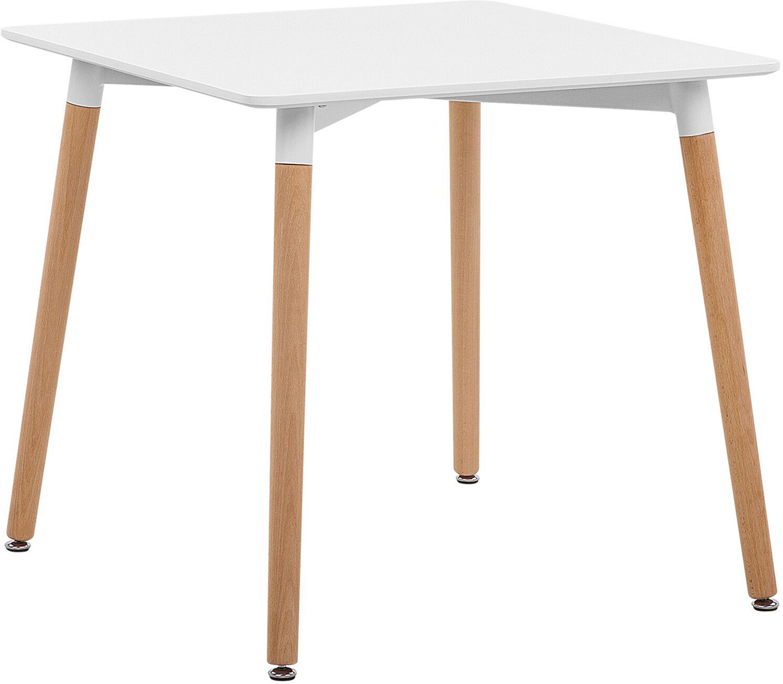 Beliani Dining Table White Top Light Wood Legs Square 80 x 80 cm Scandinavian Modern