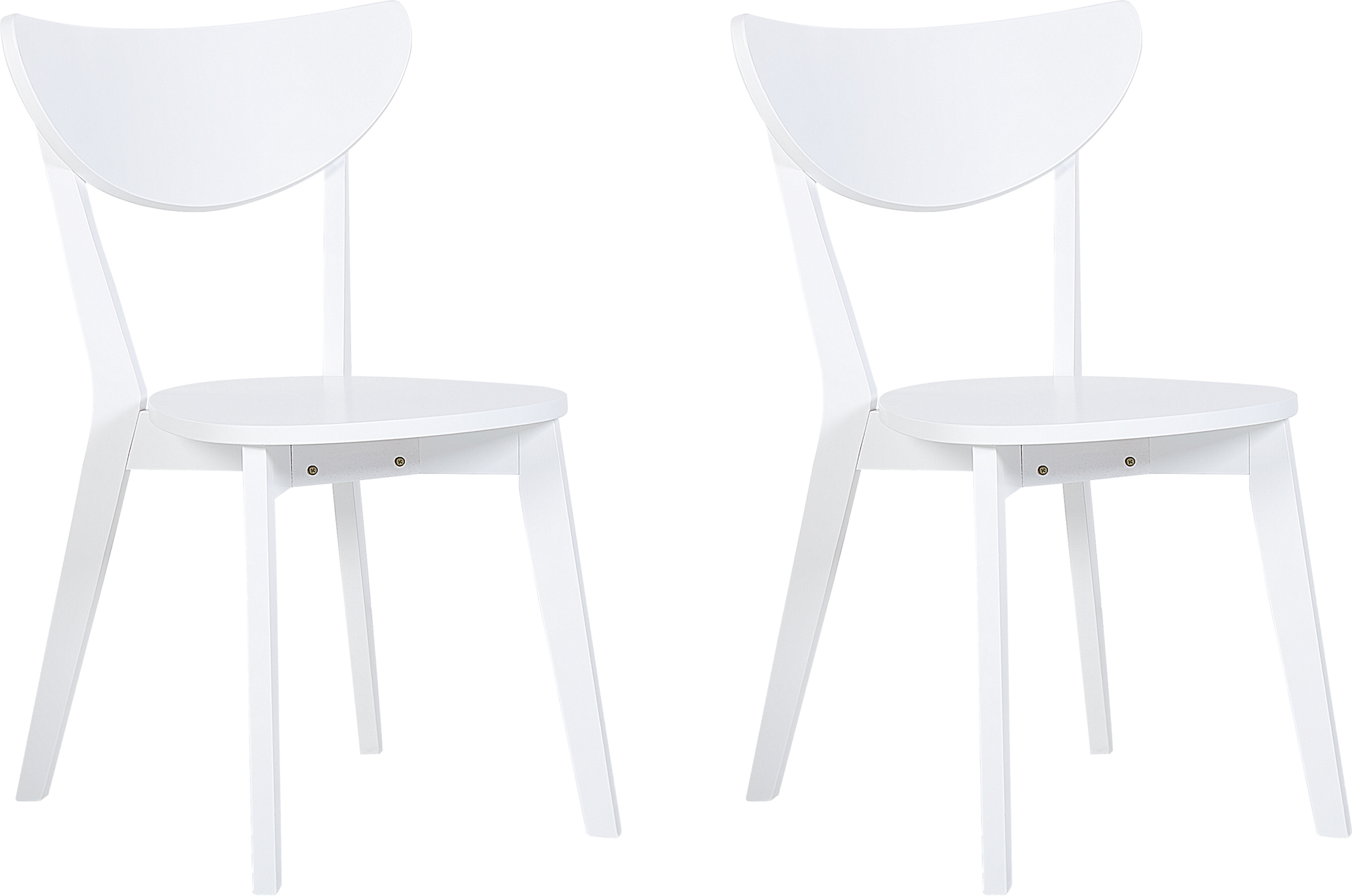 Beliani Set of 2 Dining Chairs White MDF Seat Rubberwood Legs Amrless Curved Backrest