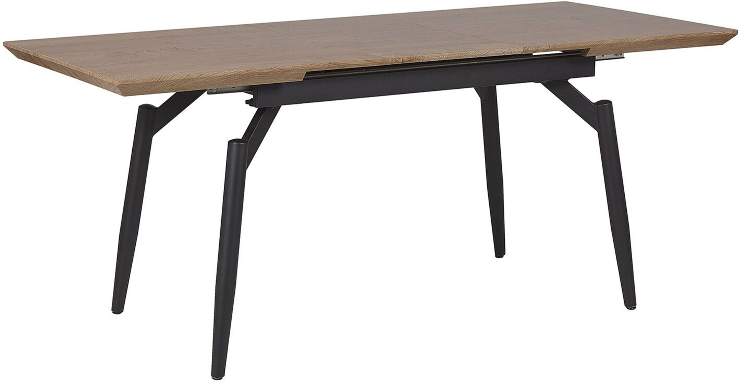 Beliani Extending Dining Table Dark Wood MDF Top with Metal Black Legs Contemporary Kitchen Table