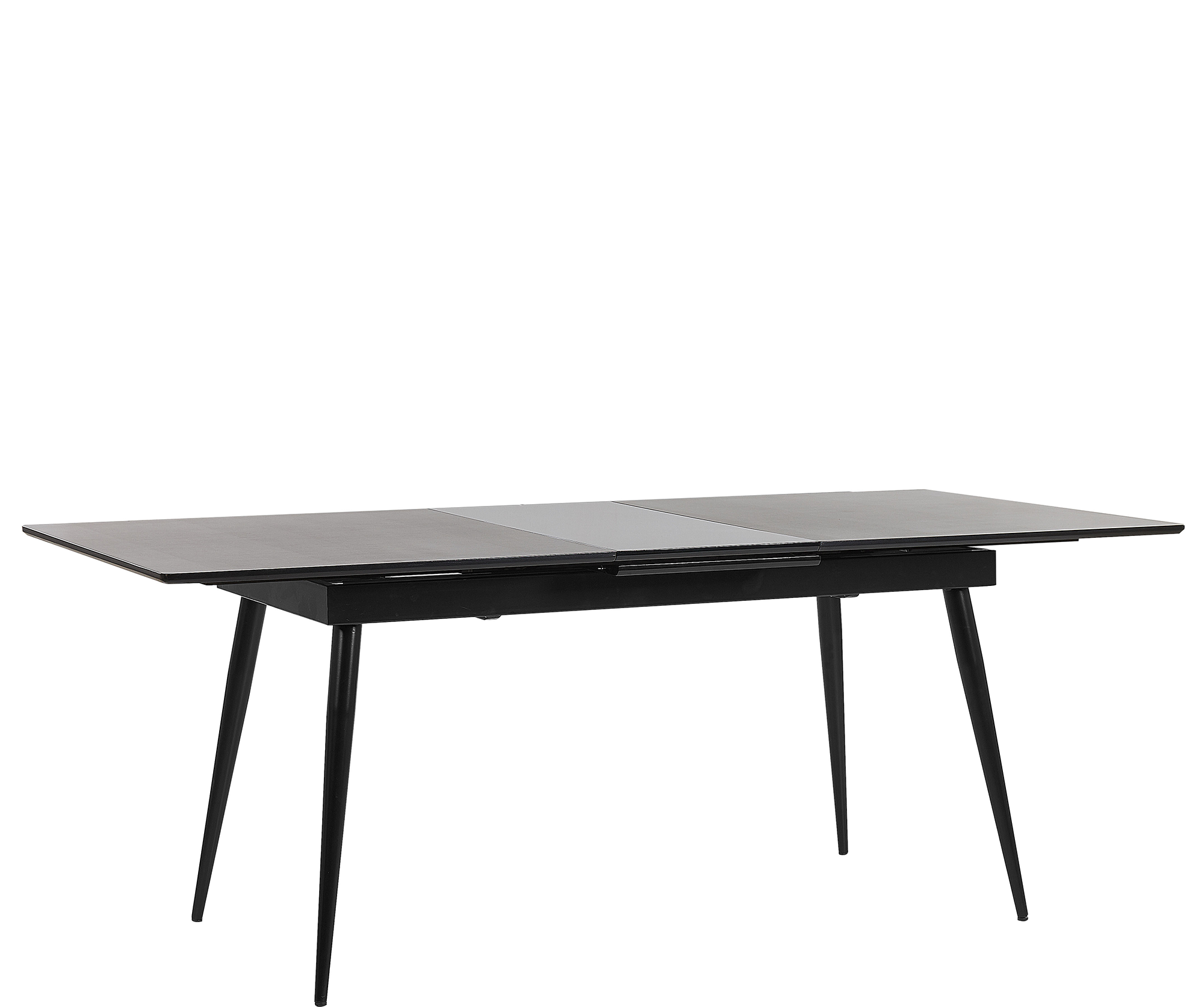 Beliani Dining Table Black MDF Metal Legs Extending 160/200 x 90 cm for 6 People Minimalist Design