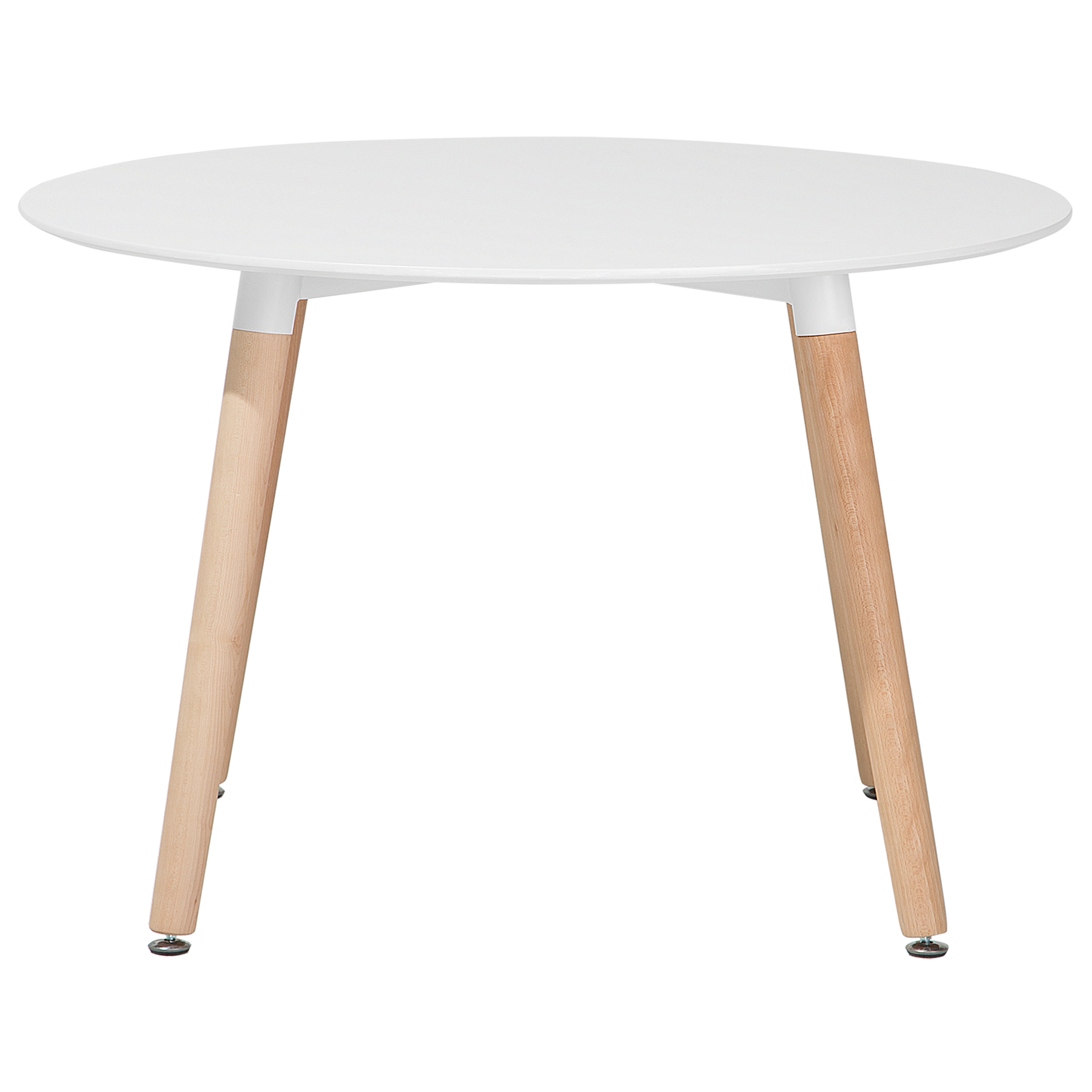 Beliani Dining Table White Beechwood ø 120 cm Round Kitchen Living Room Minimalist