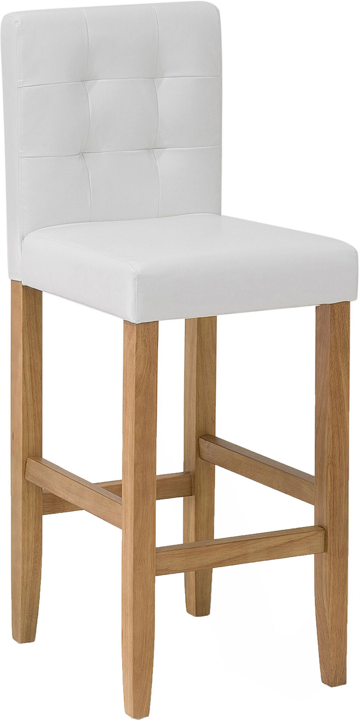 Beliani Bar Stool Off-White Faux Leather with Backrest Dining Room Kitchen Upholstered Modern