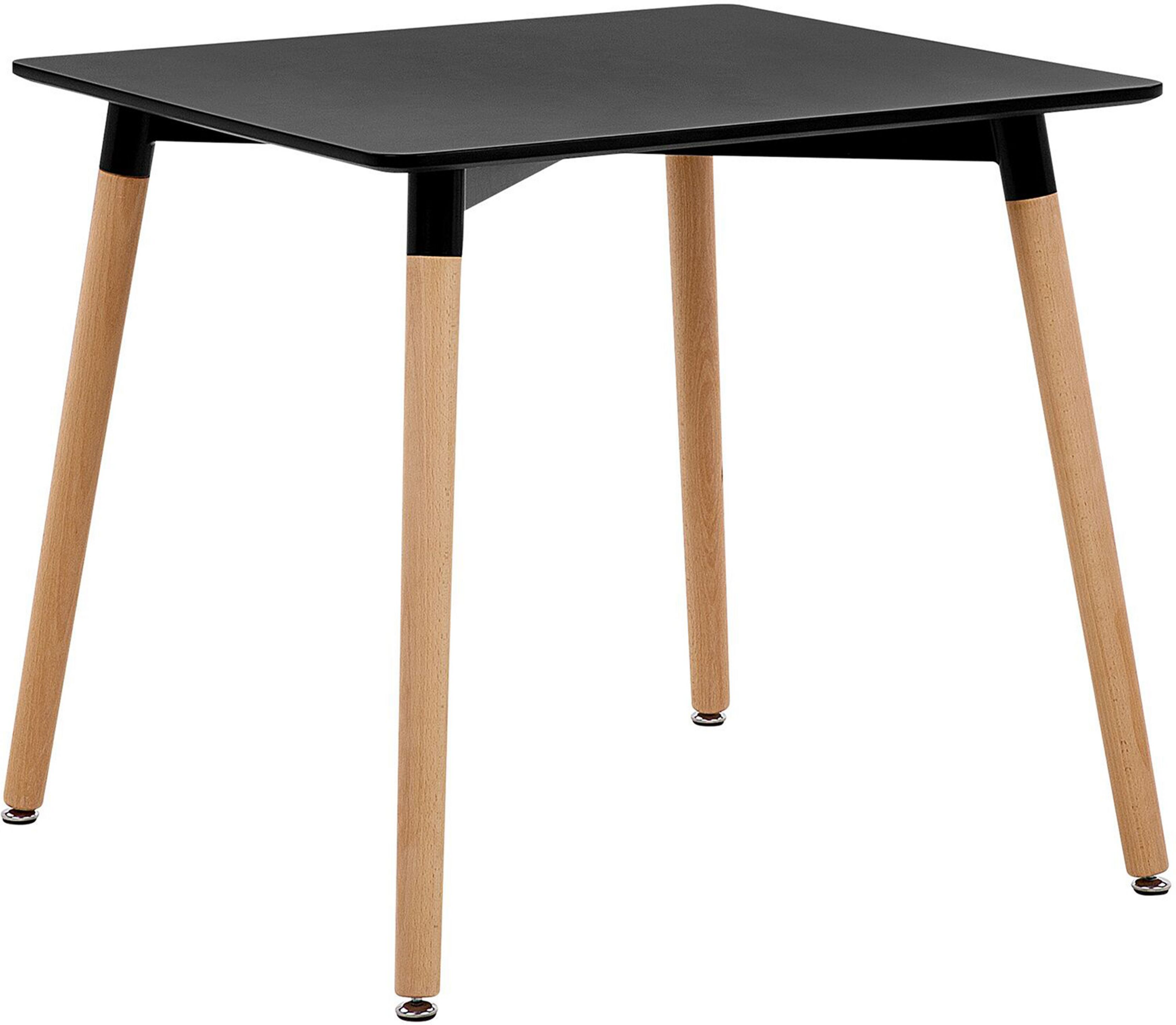 Beliani Dining Table Black Top Light Wood Legs Square 80 x 80 cm Scandinavian Modern