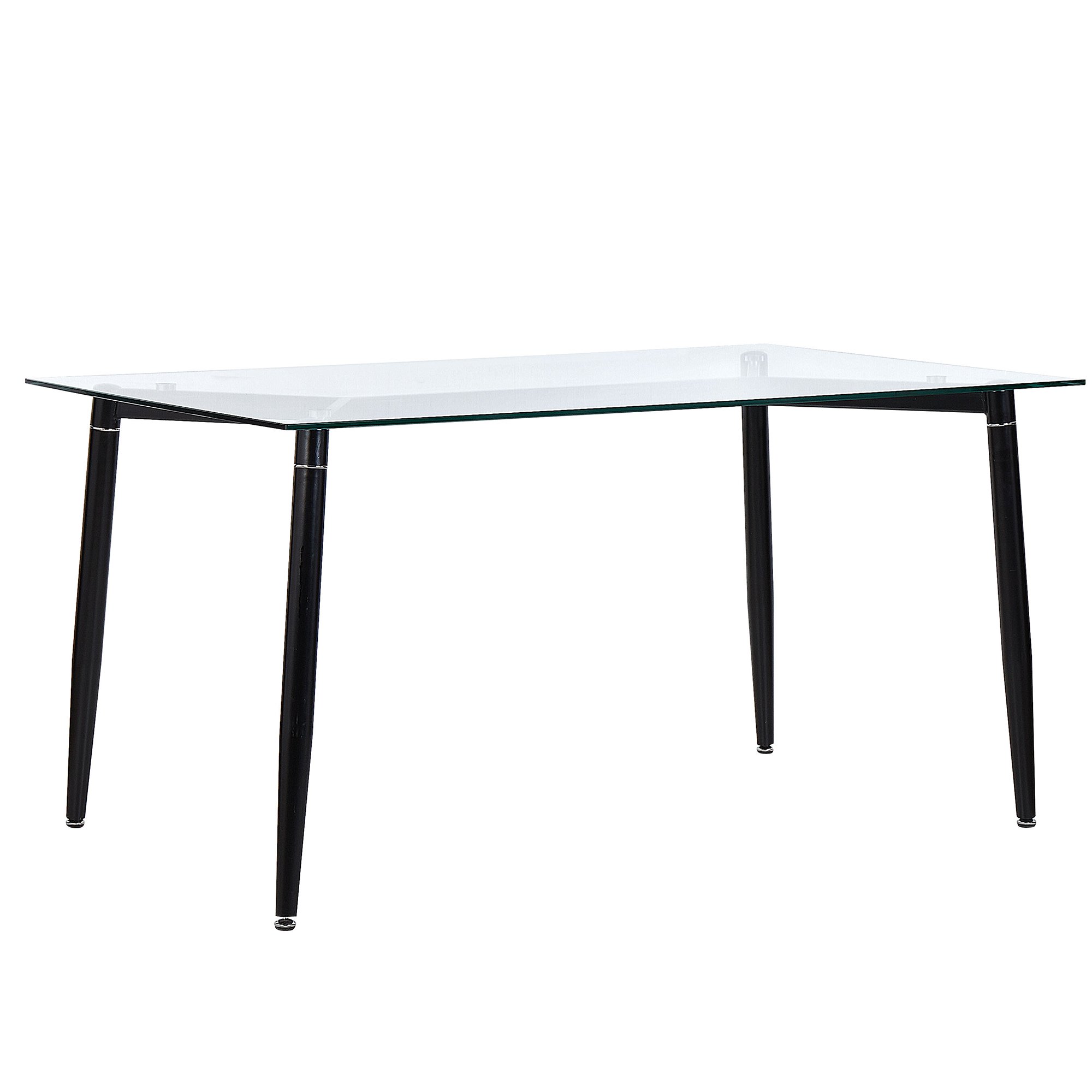 Beliani Dining Table Transparent Glass Top Black Metal Legs 150 x 90 cm Modern Design Rectangular