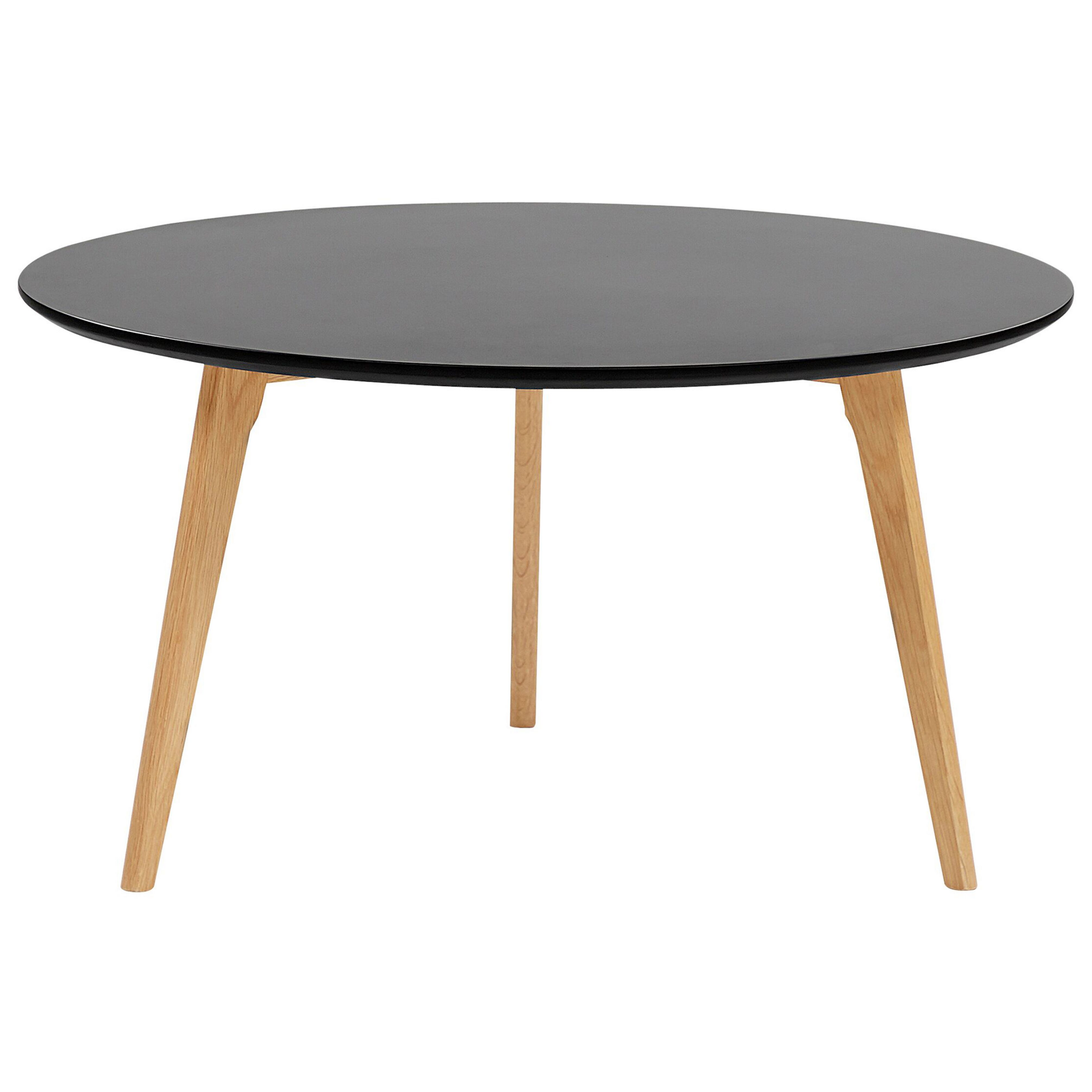 Beliani Coffee Table Black Oval Tripod Legs Solid Wood Table Top Modern Contemporary