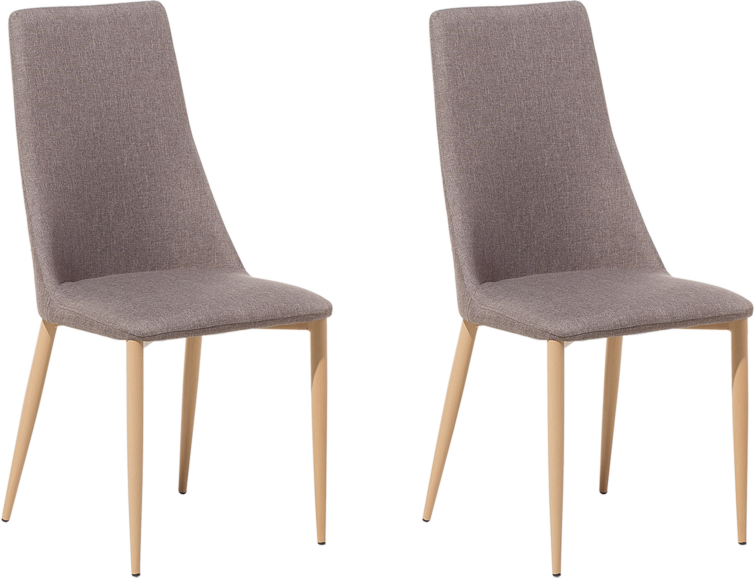 Beliani Set of 2 Dining Chairs Beige Fabric Upholstered Seat High Back