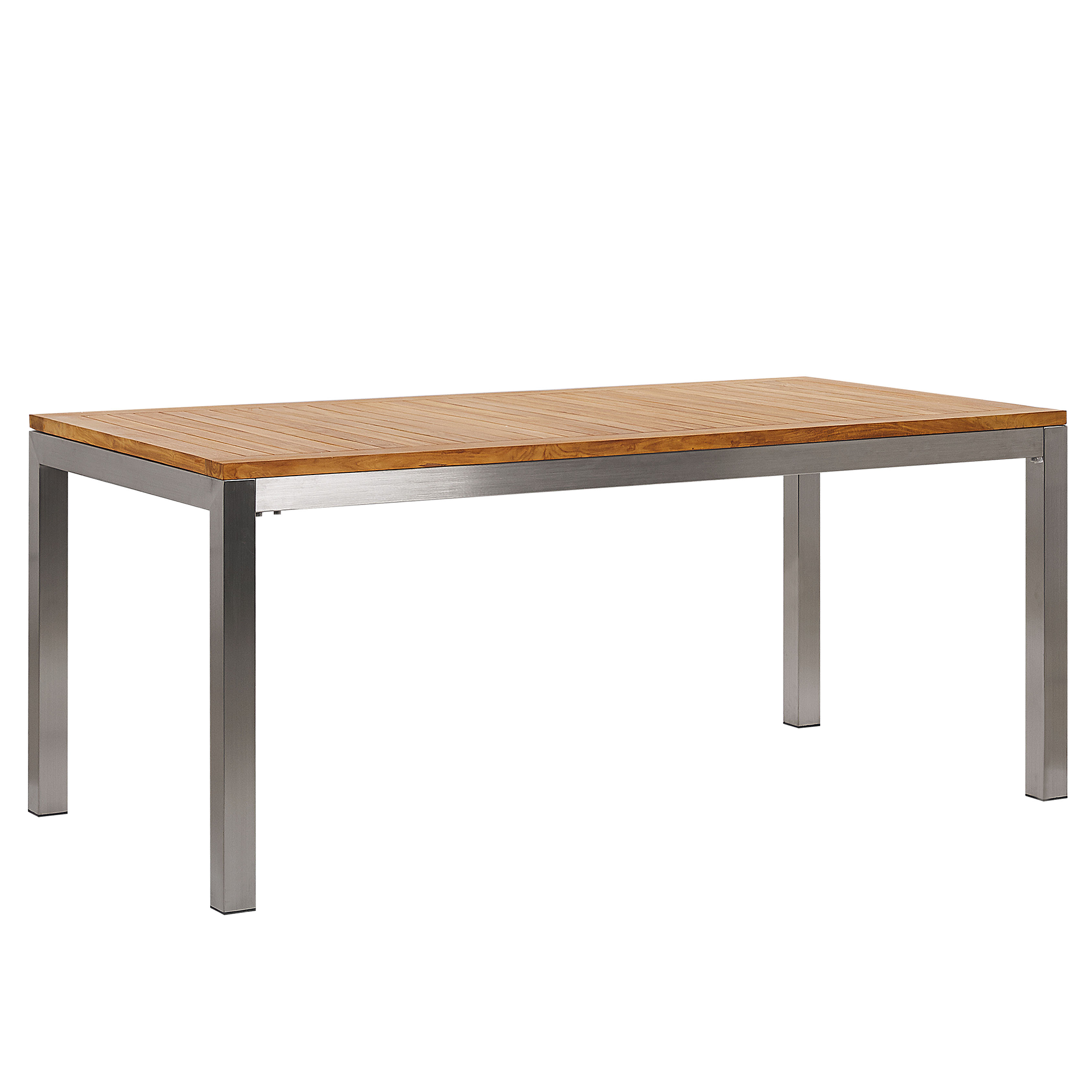 Beliani Garden Dining Table Light Teak Wood Top 180 x 90 cm 6 Seater Steel Frame