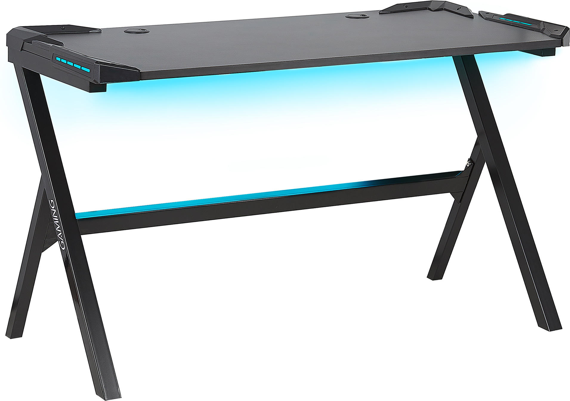 Beliani Gaming Desk Black MDF Metal Legs Rectangular 120 x 60 cm with RGB Lights Modern Design Home Office Furniture