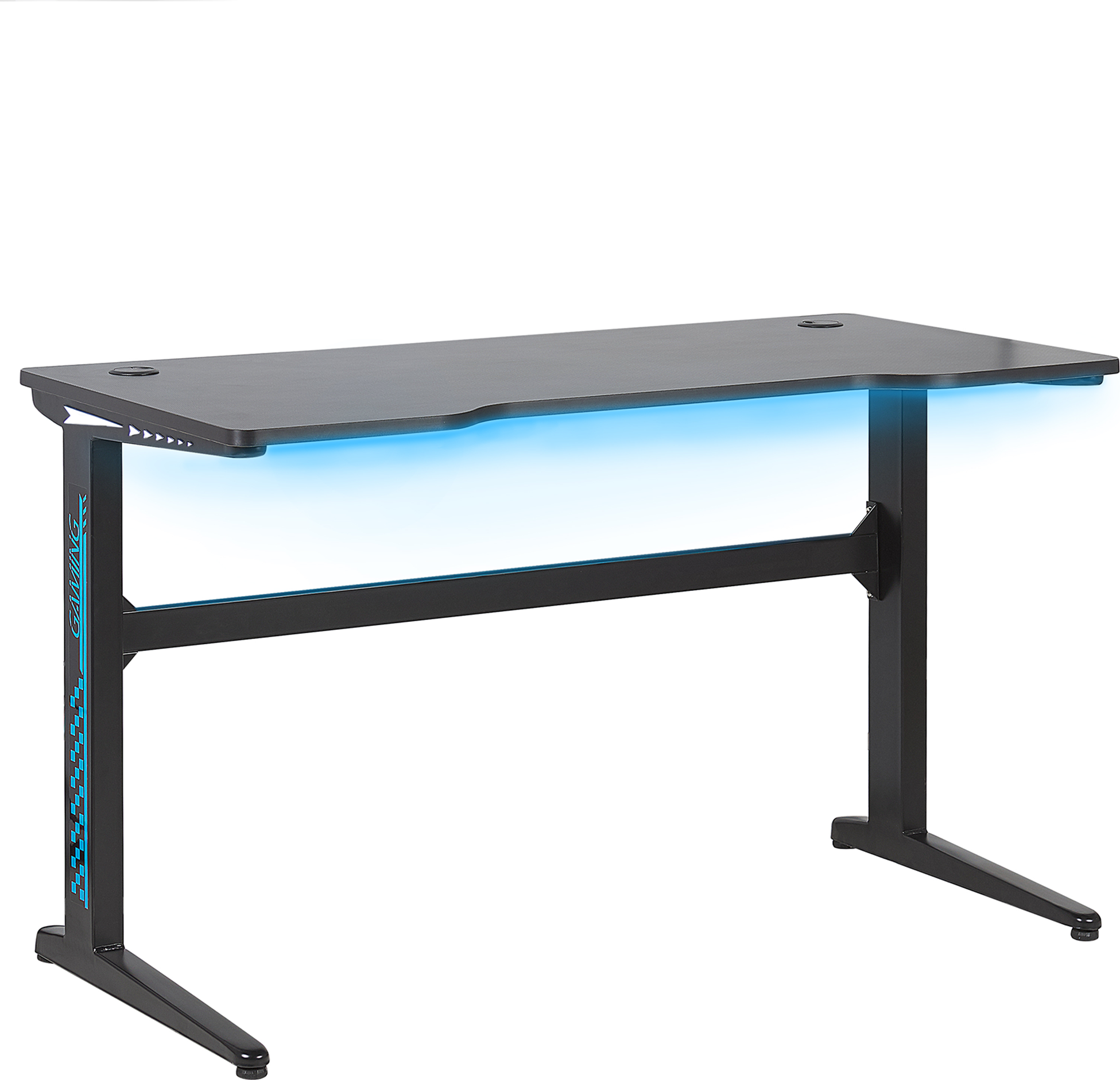 Beliani Gaming Desk Black MDF Metal Legs Rectangular 120 x 60 cm with RGB Lights Modern Design Home Office Furniture