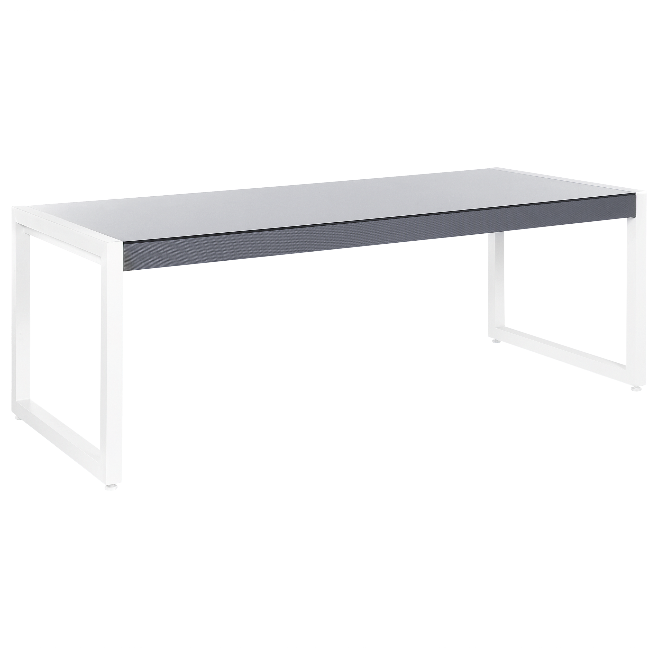 Beliani Garden Dining Table Grey and White Aluminium Glass Tabletop Weather Resistant