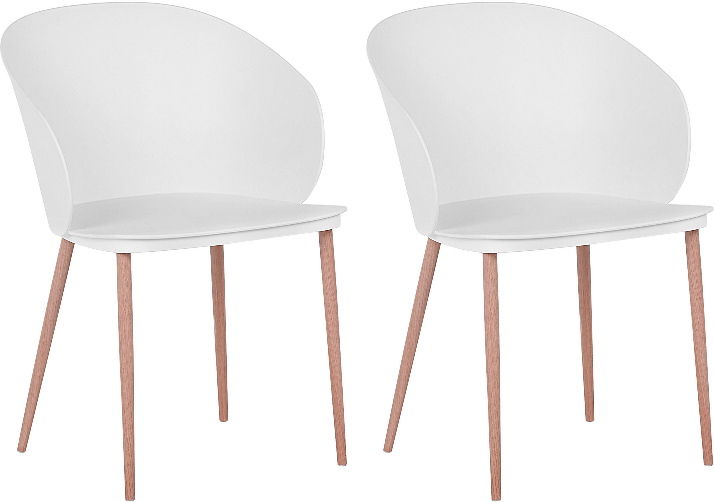 Beliani Set of 2 Dining Chairs White Synthetic Material Metal Legs Modern Living Room