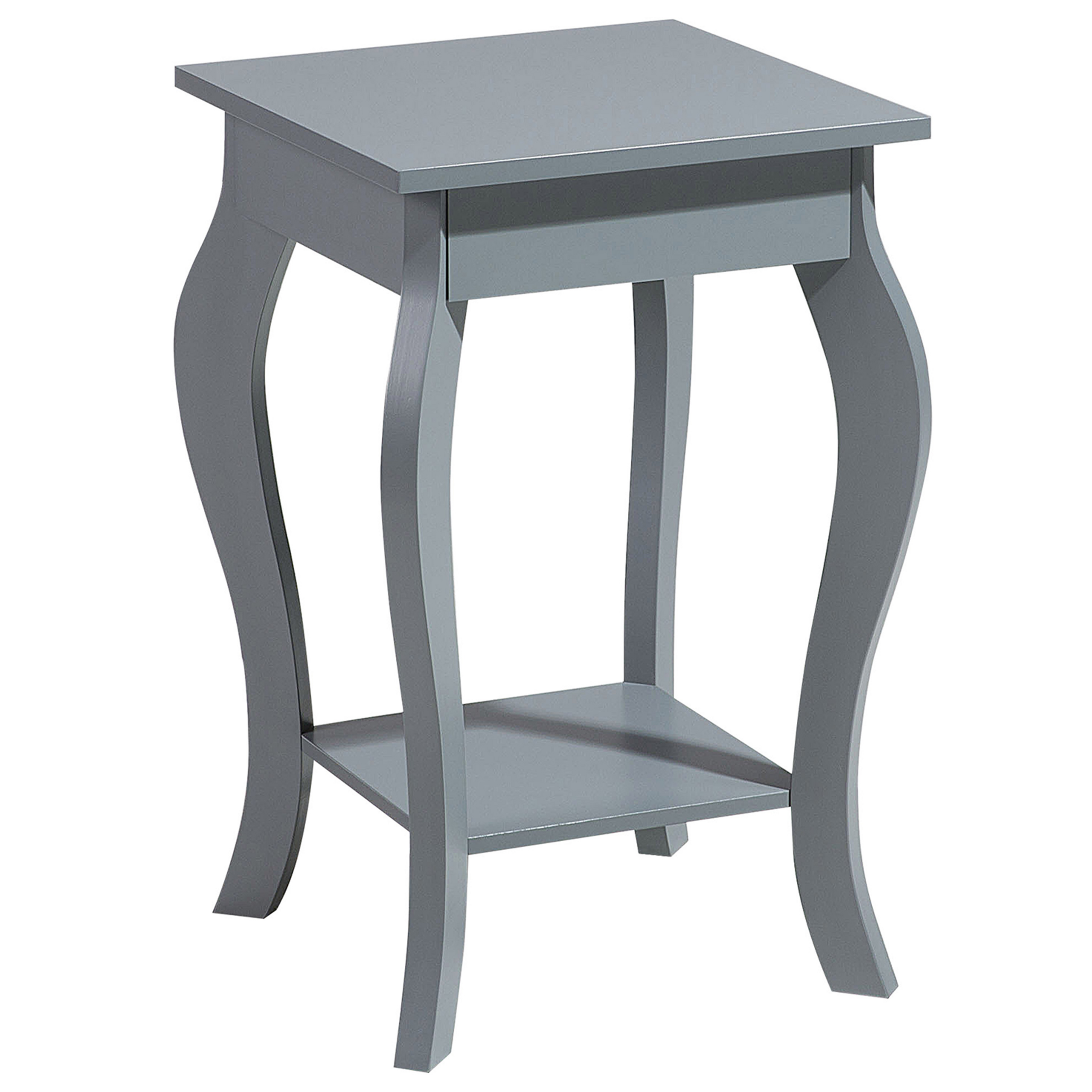 Beliani Side Table Grey with Storage Shelf Ornate Cabriole Legs Vintage