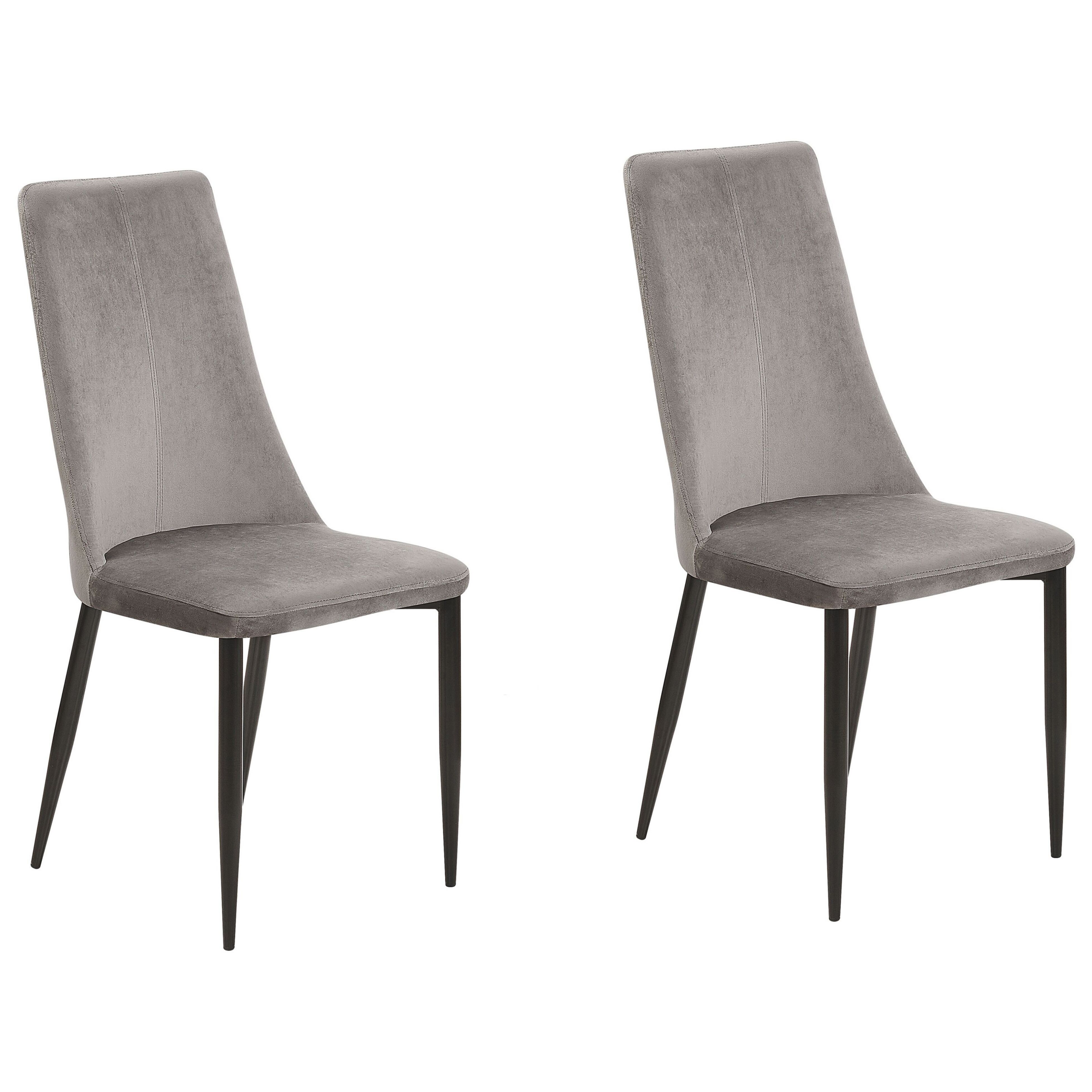 Beliani Set of 2 Dining Chairs Grey Velvet Upholstered Seat High Back