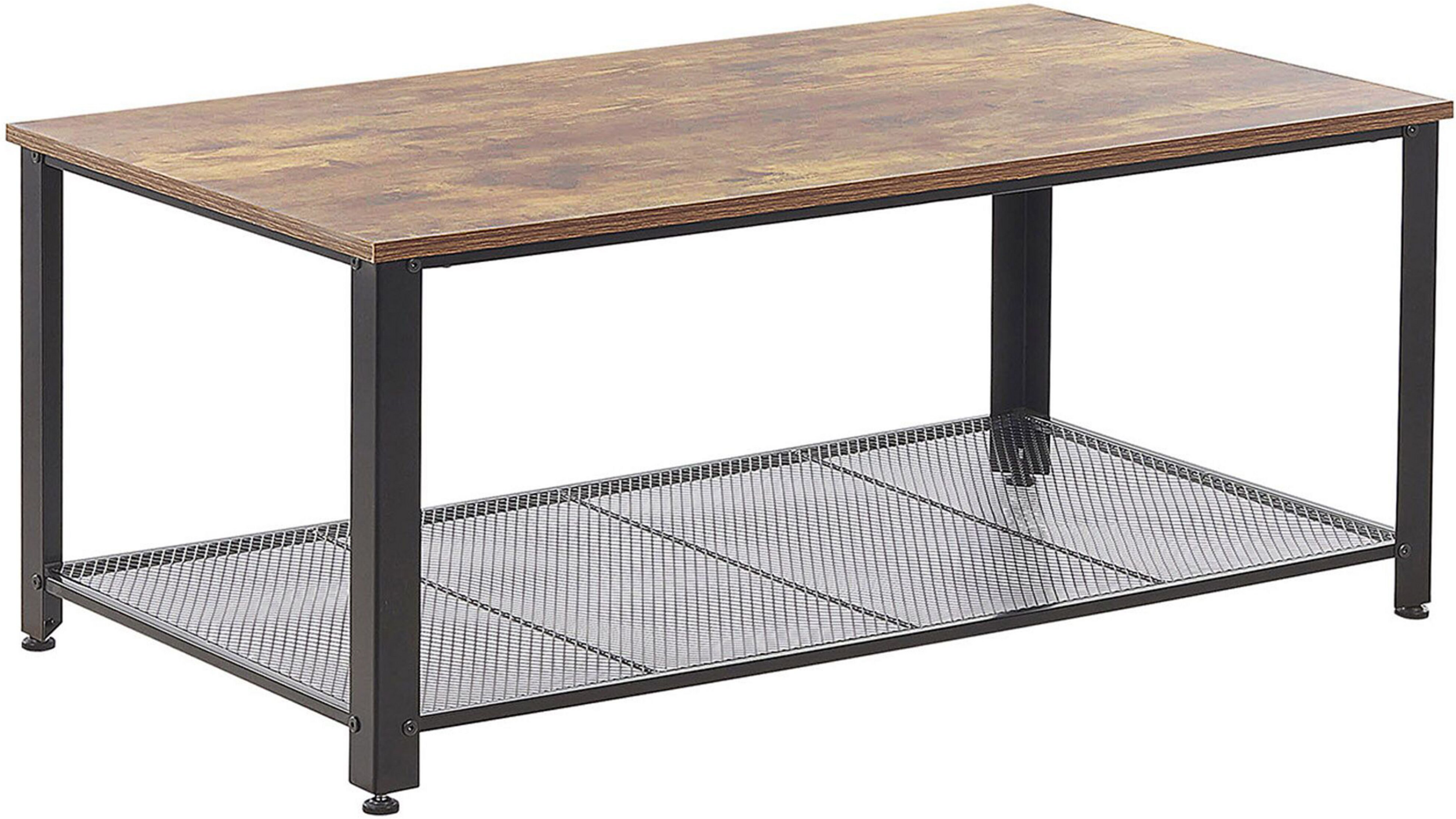 Beliani Coffee Table Dark Wood Tabletop Metal Black Frame Industrial Shelf Rectangular 106 x 60 cm