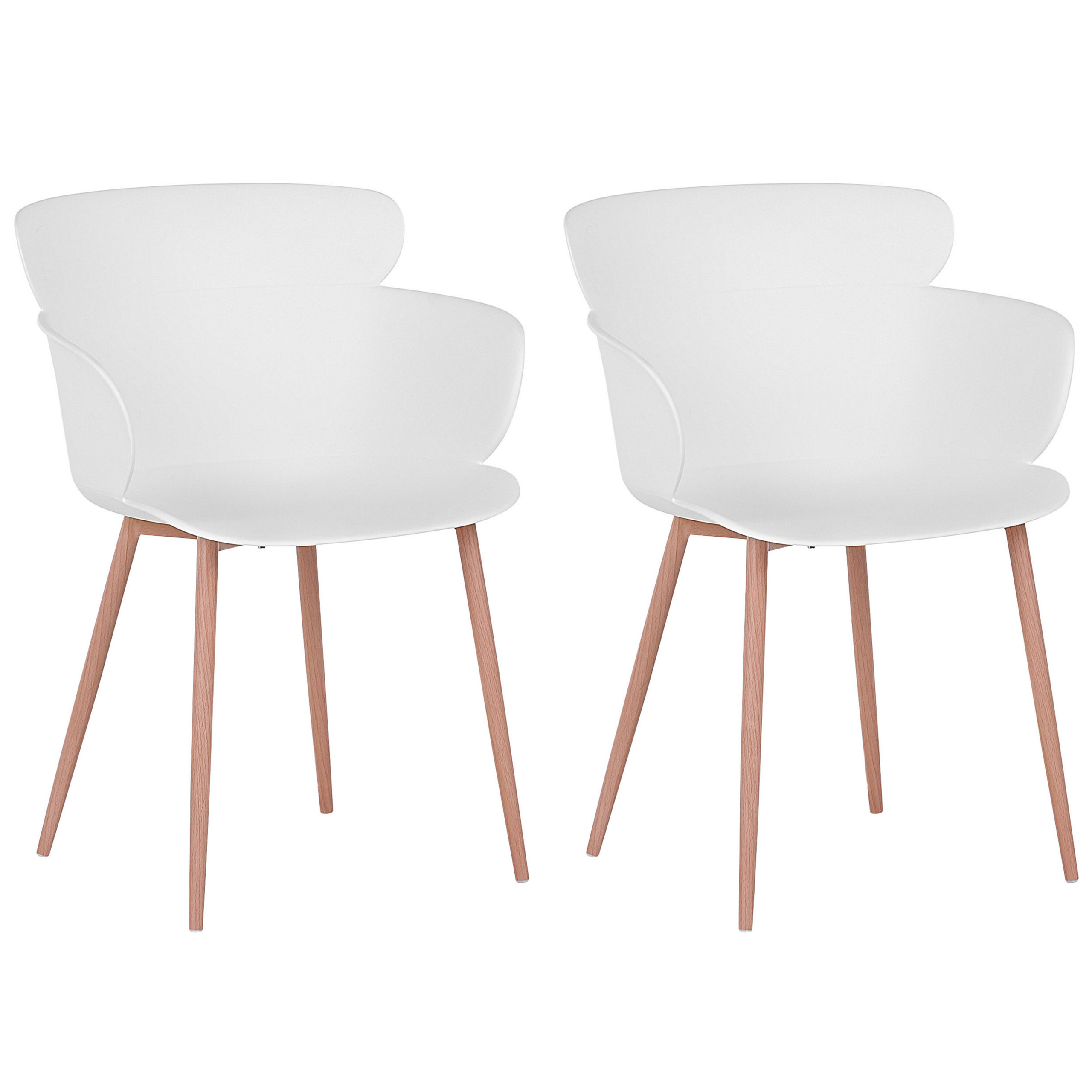 Beliani Set of 2 Dining Chairs White Synthetic Material Metal Legs Ergonomic Back Modern Living Room