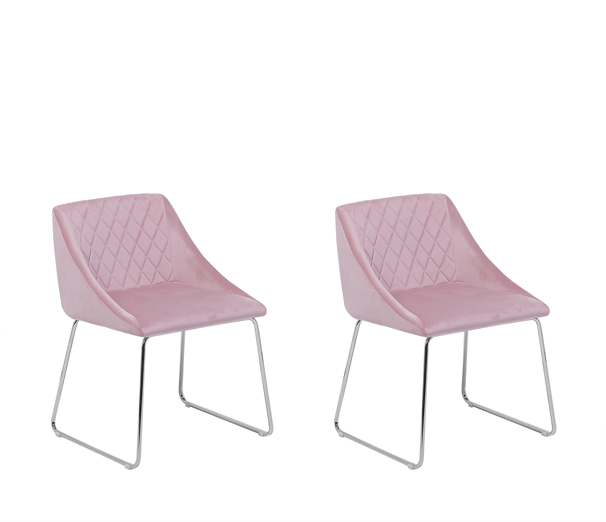 Beliani Set of 2 Dining Chairs Pink Velvet Fabric Chromed Metal Legs Modern Style