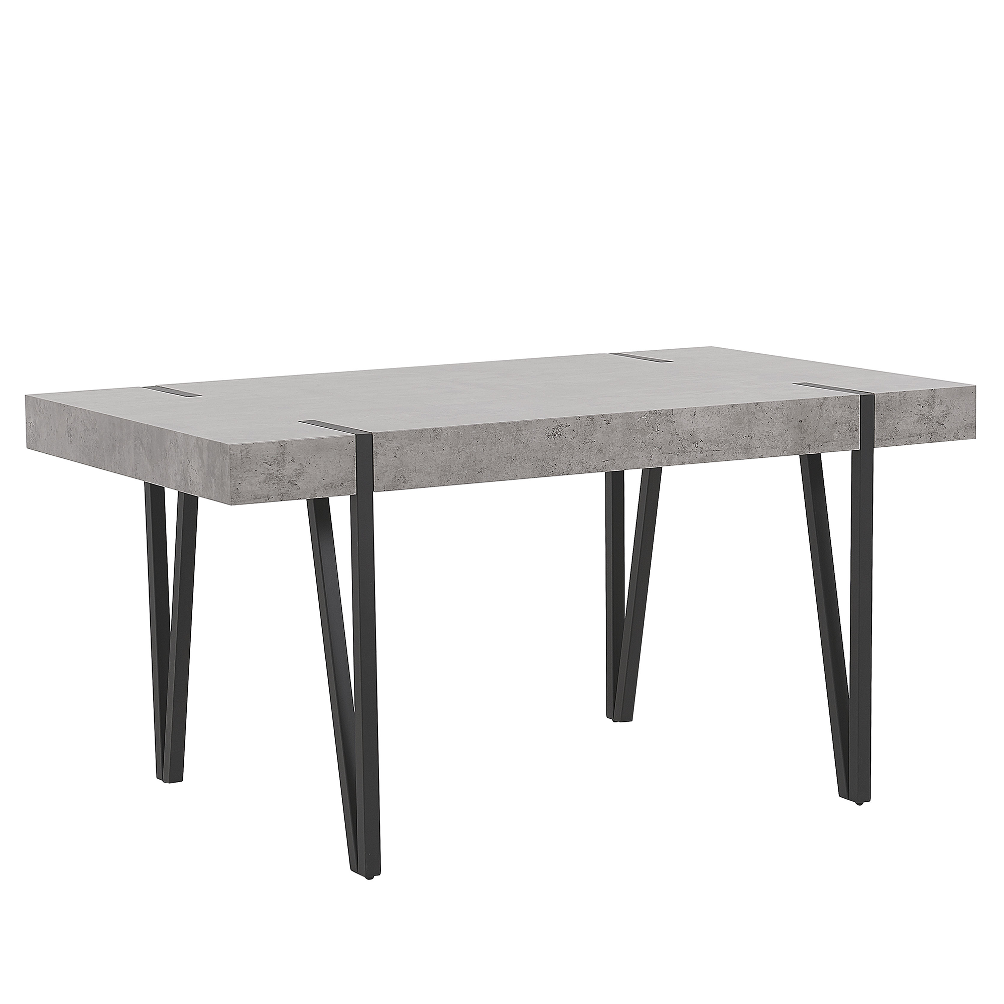 Beliani Dining Table Concrete Effect MDF Top Black Metal Hairpin Legs 150 x 90 cm Rectangular Industrial Style