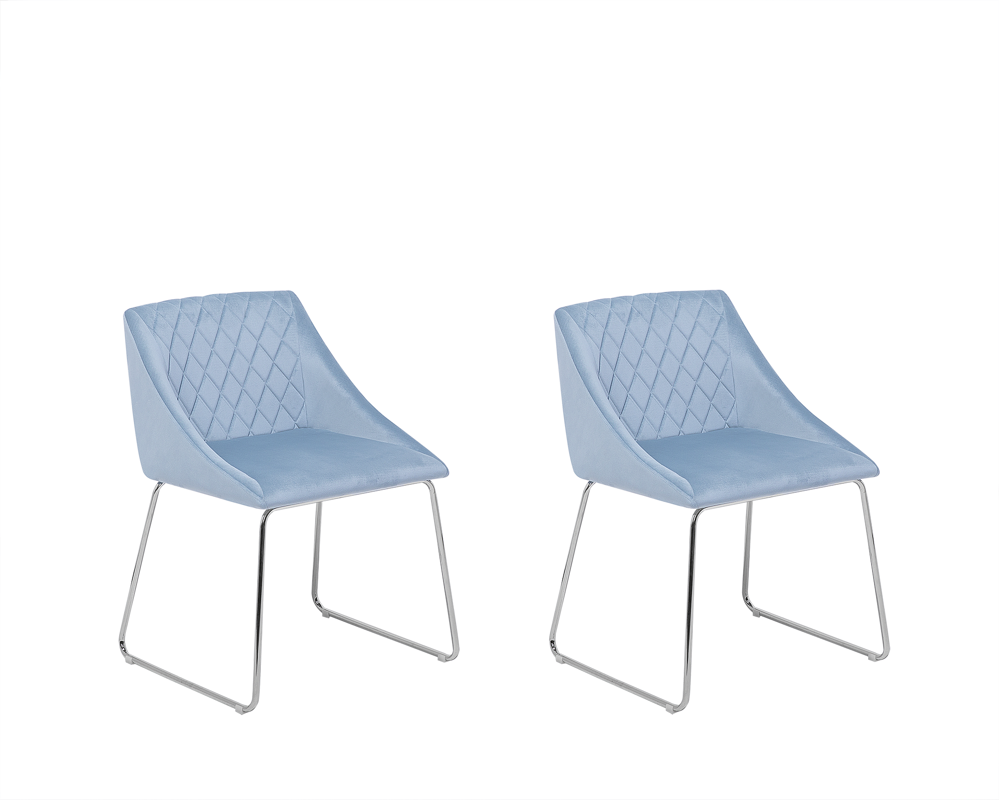 Beliani Set of 2 Dining Chairs Light Blue Velvet Fabric Chromed Metal Legs Modern Style