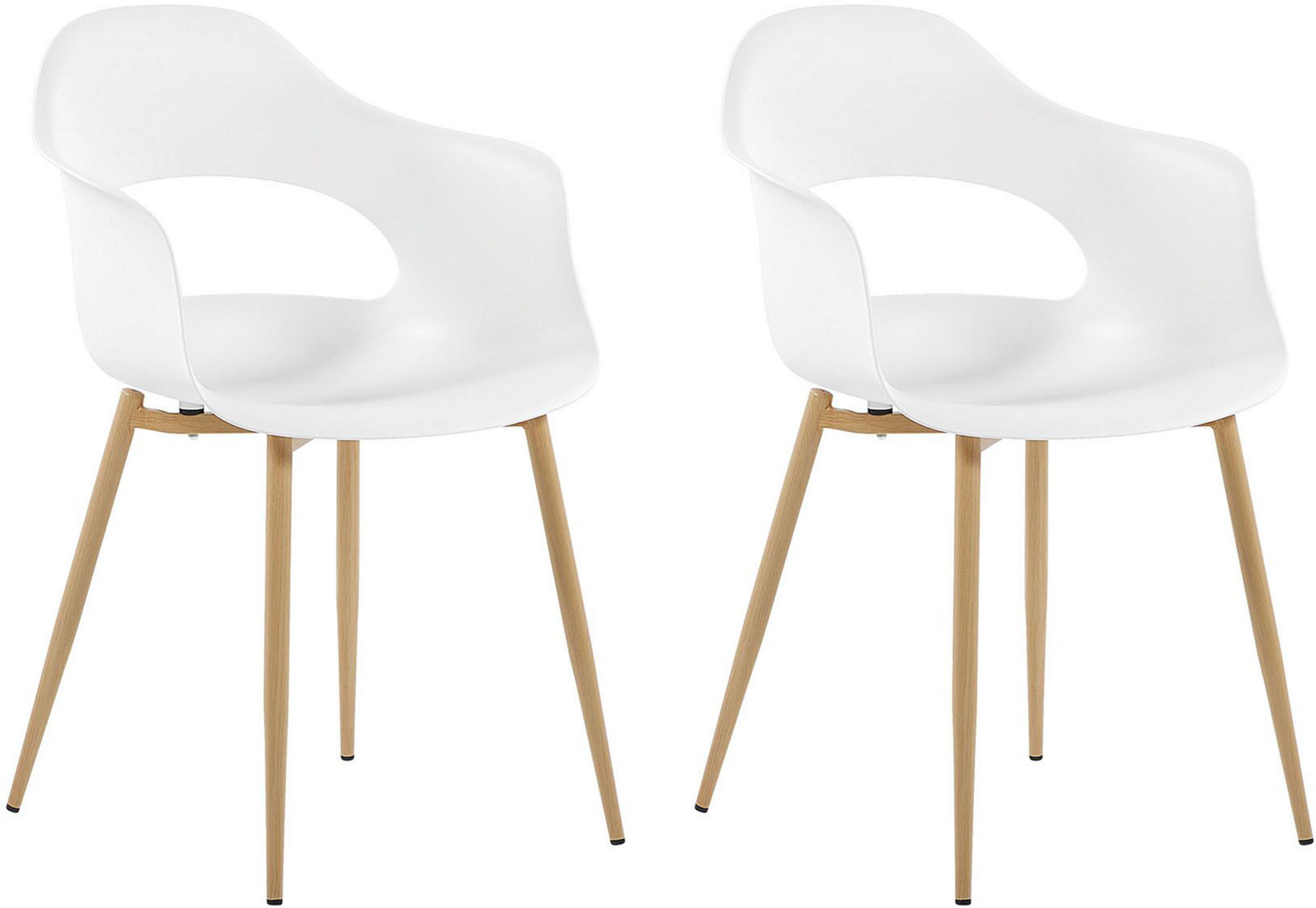 Beliani Set of 2 Dining Chairs White Synthetic Material Sleek Legs Decorative