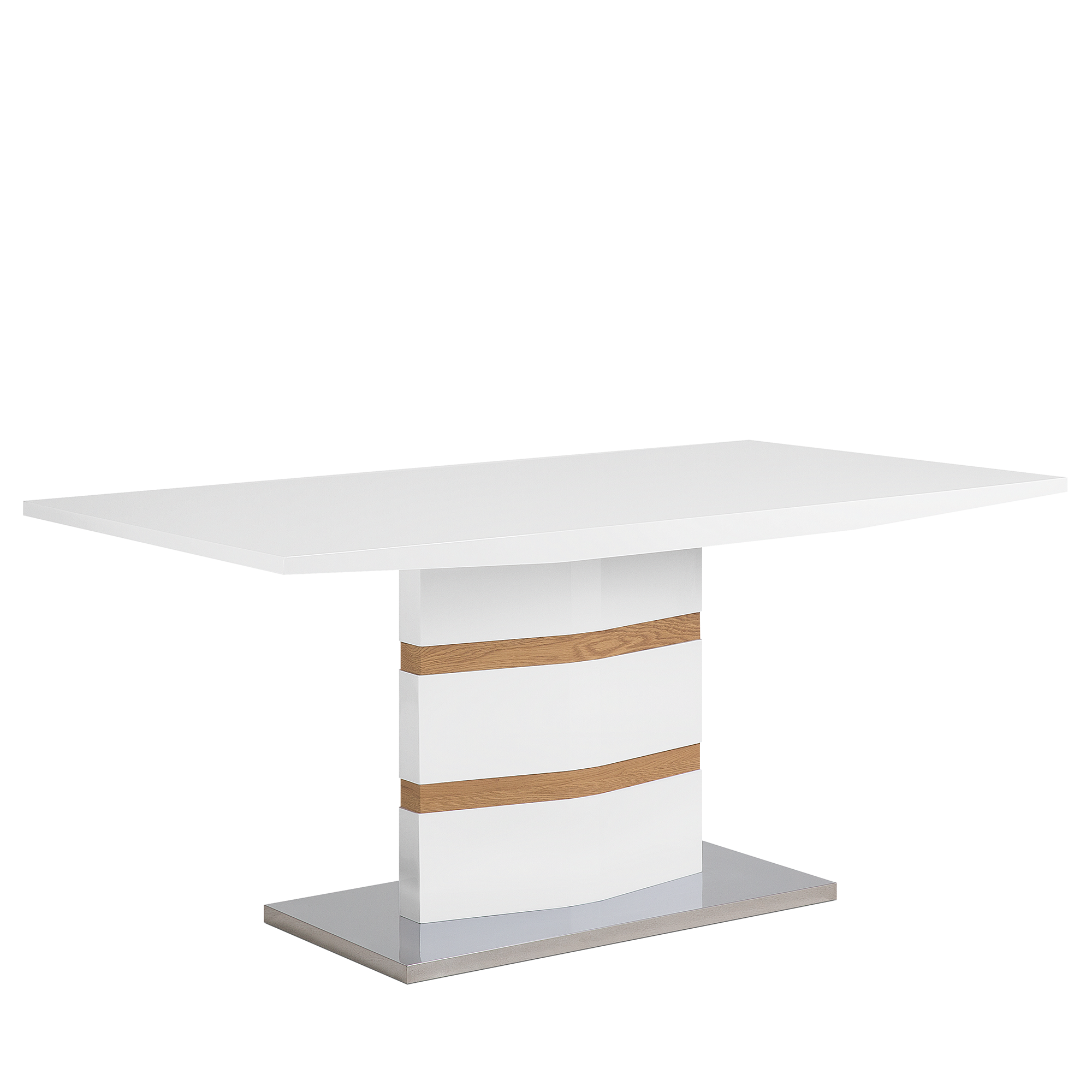 Beliani Dining Table White Wood 160 x 90 cm High Gloss Pedestal Leg Modern