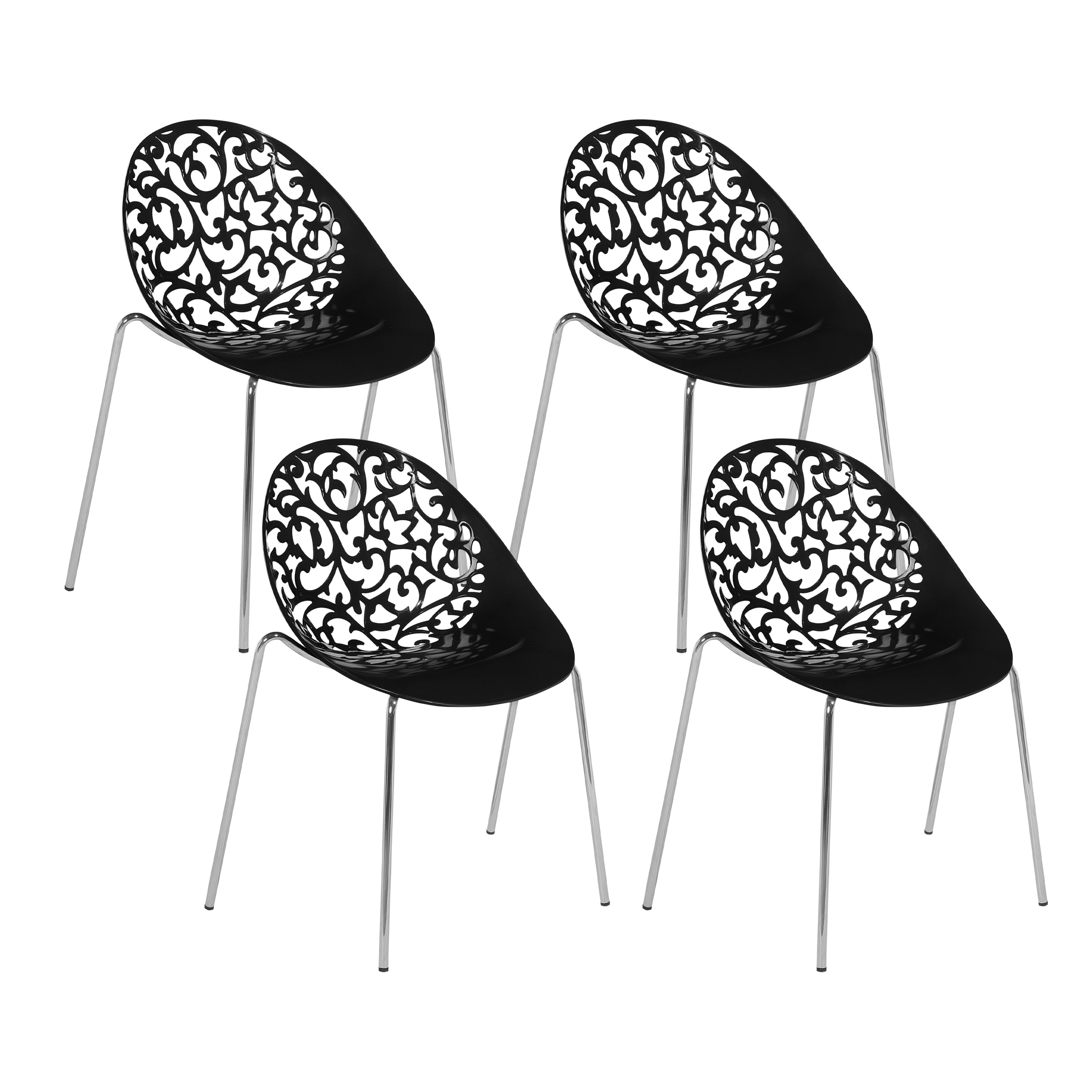 Beliani Set of 4 Dining Chairs Black Plastic Cut Out Modern