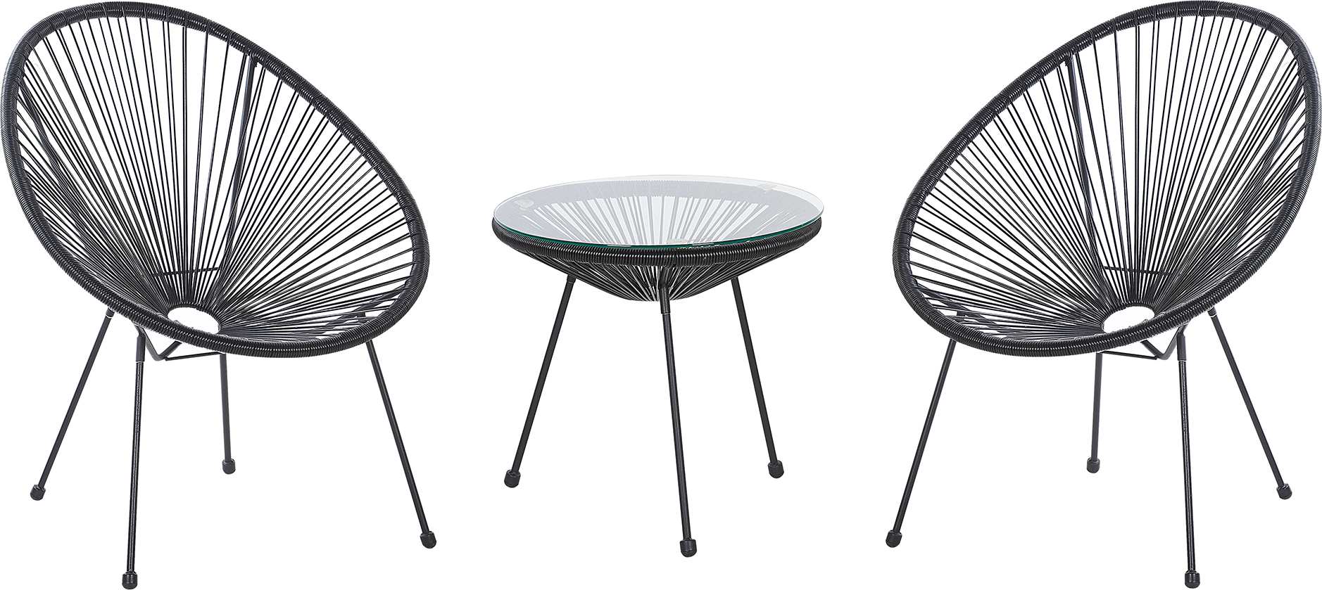 Beliani Bistro Set Black PE Rattan 3 Piece 2 Seater Modern