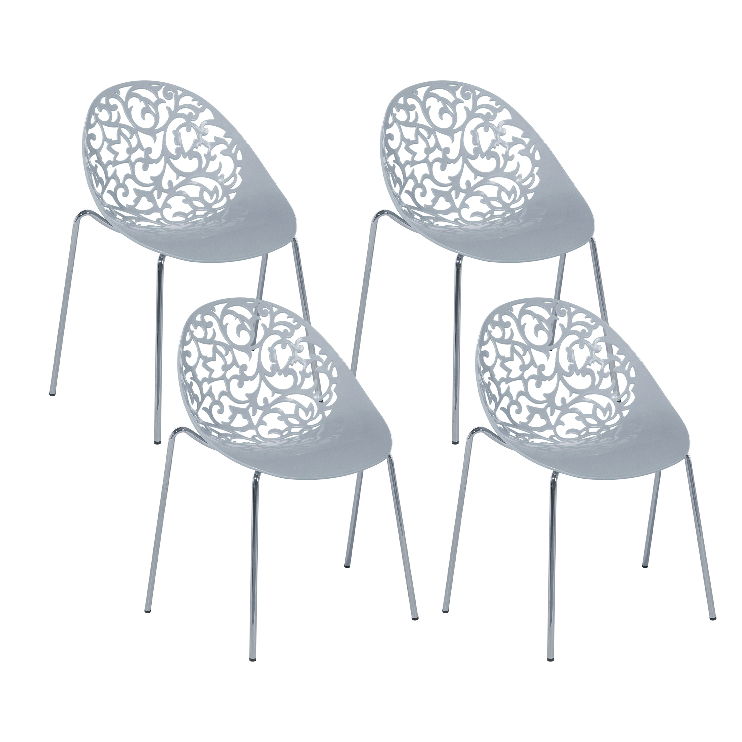 Beliani Set of 4 Dining Chairs Grey Plastic Cut Out Modern