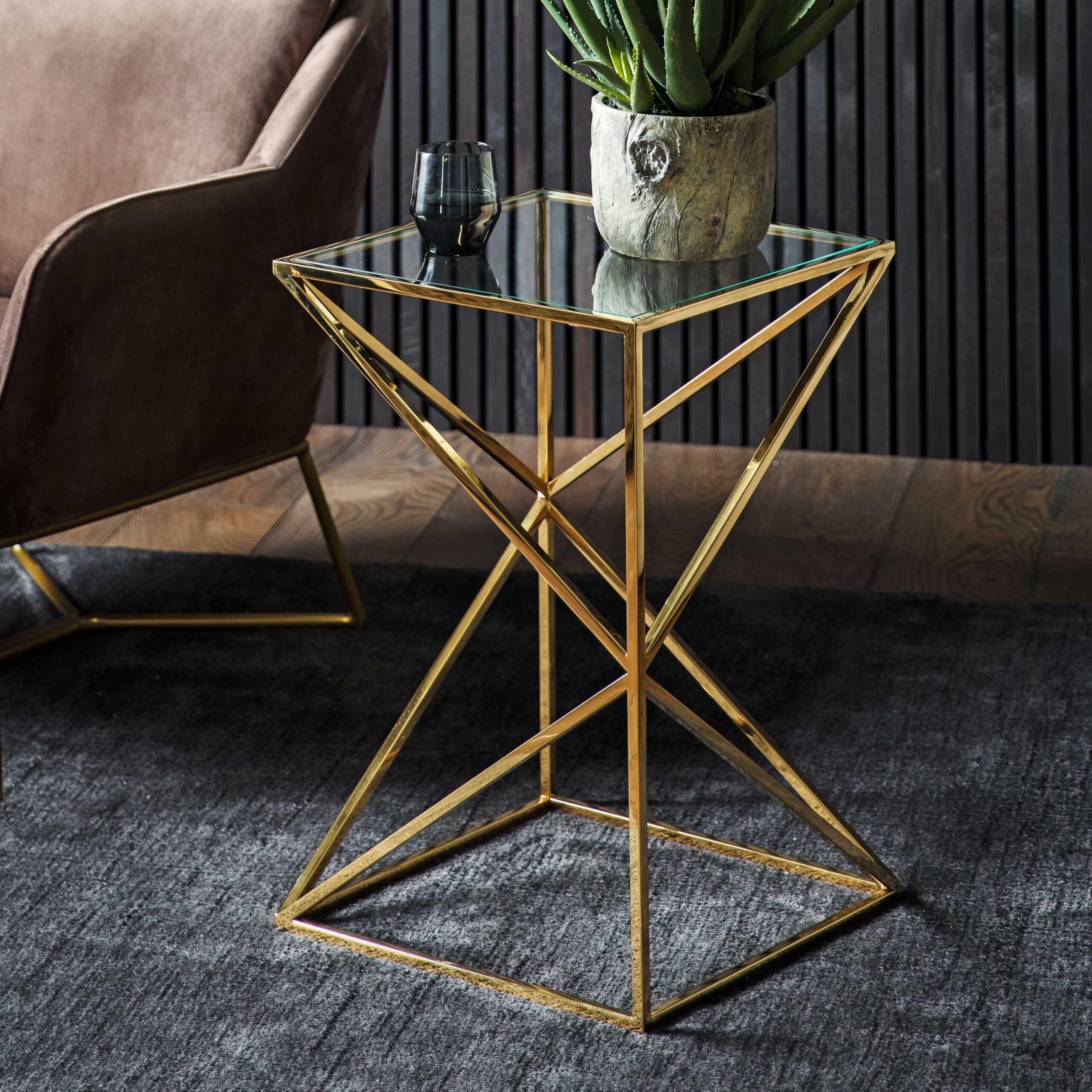 Photos - Dining Table Buxton Side Table Gold 