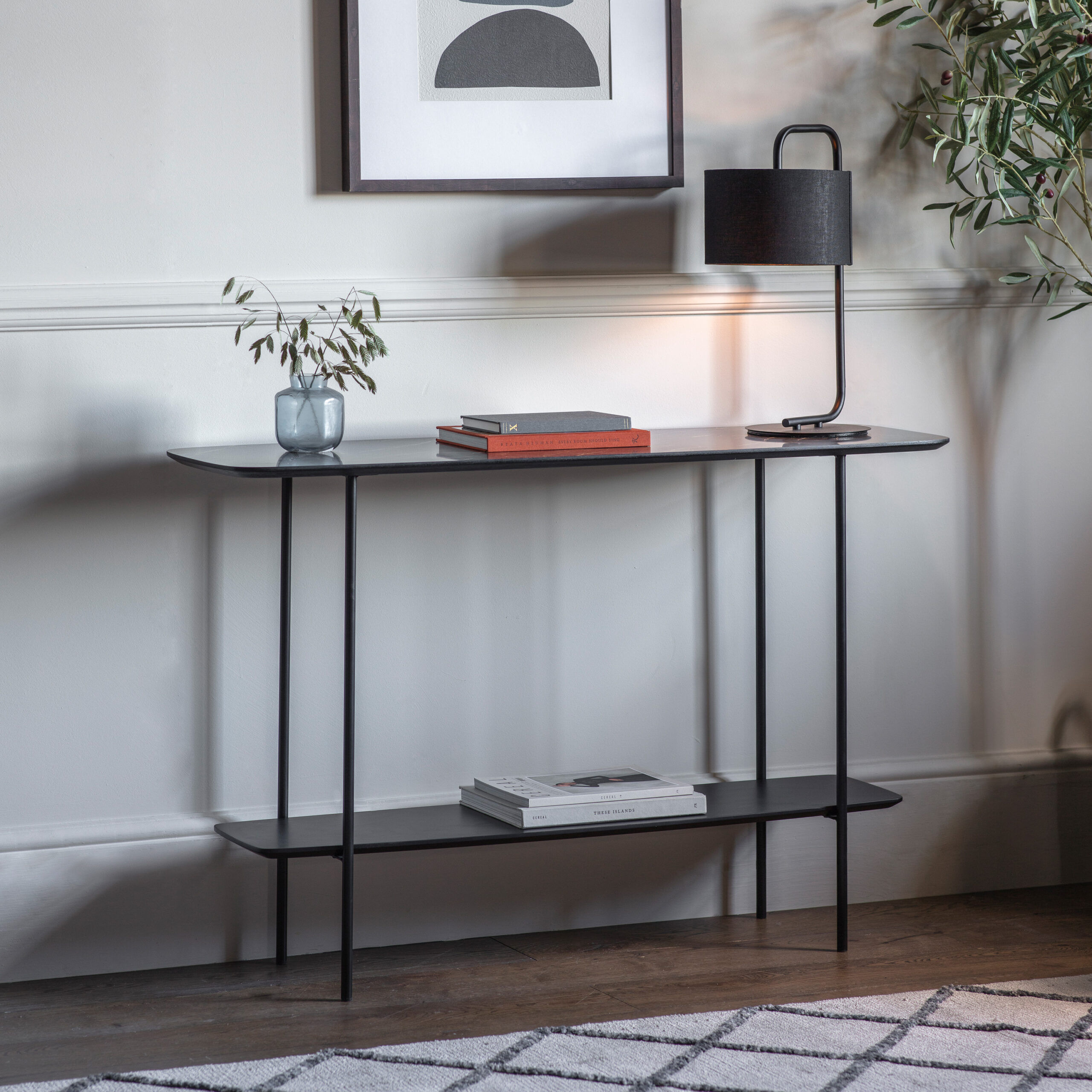 Photos - Dining Table Perivale Console Table Black Marble