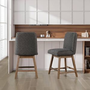 OSP Home Furnishings Finley 26 in. Swivel Wood Counter Stool 2-Pack in Charcoal Fabric