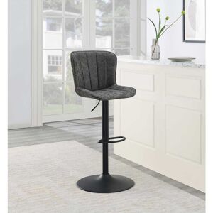 OSP Home Furnishings Kirkdale 24.5 in. Charcoal Metal/Wood Low Back Counter Stool Faux Leather Seat Set of 2 Included