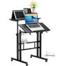 VEVOR Mobile Standing Desk, 26.4"-44.9" Gas-Spring Height Adjustable Sit-Stand Desk, Home Office Rolling Laptop Table 360° Swivel Wheels (4 Lockable), 0-45° Tillable Desktop, 2 Hooks, 40LBS Loading